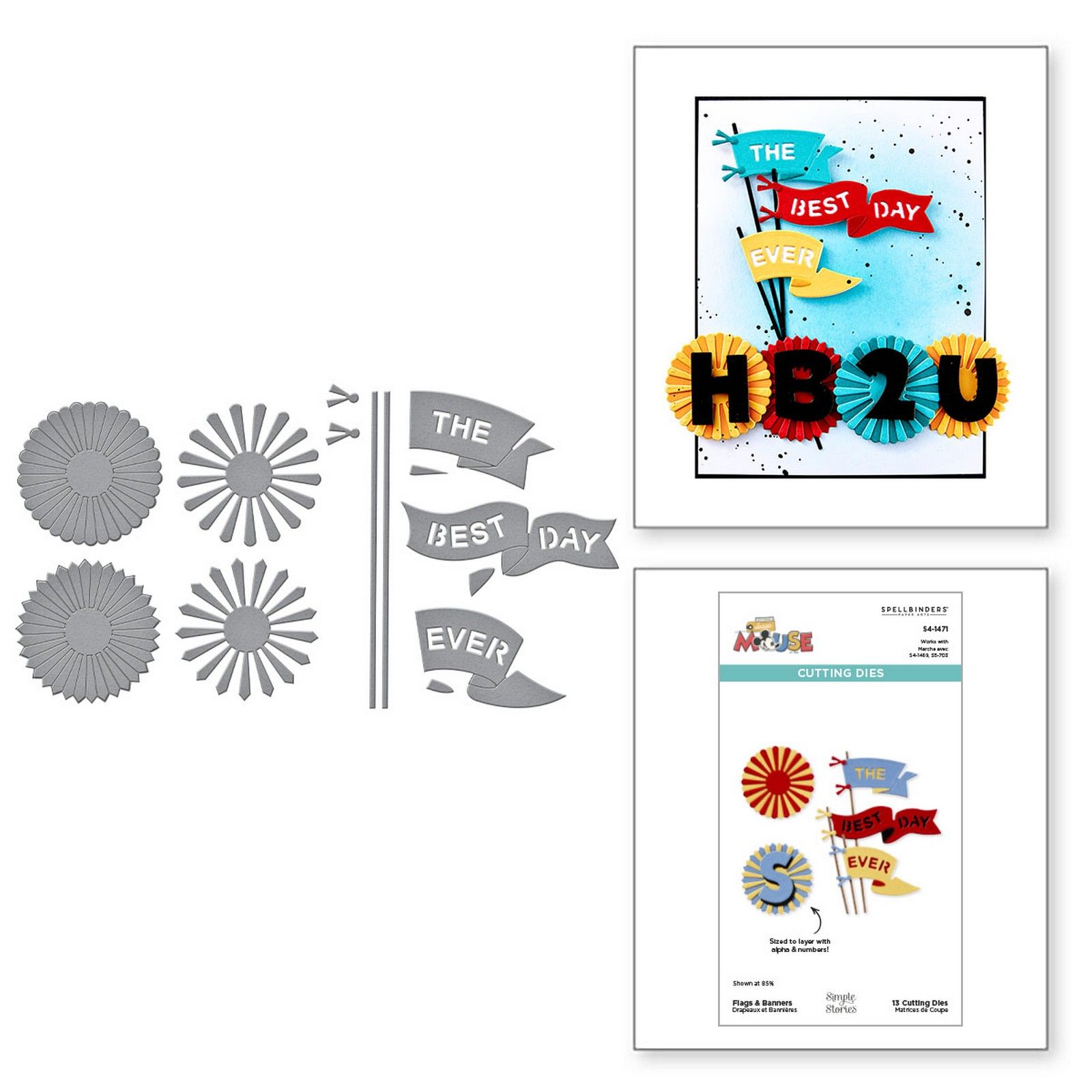 Spellbinders • Set Fustelle da Taglio Flags & Banners 13pz