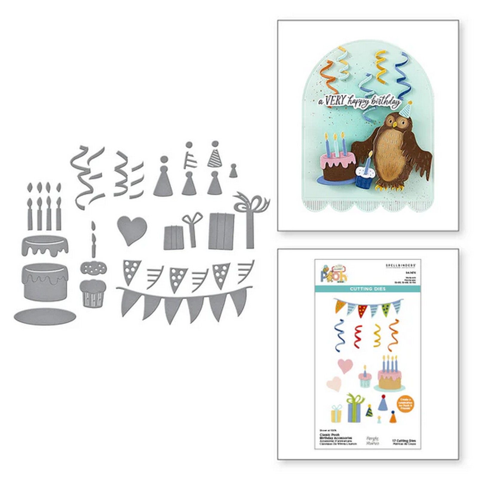 Spellbinders • Fustelle da Taglio Classic Pooh Birthday Accessori Banner 8,2x2,4cm 17pz