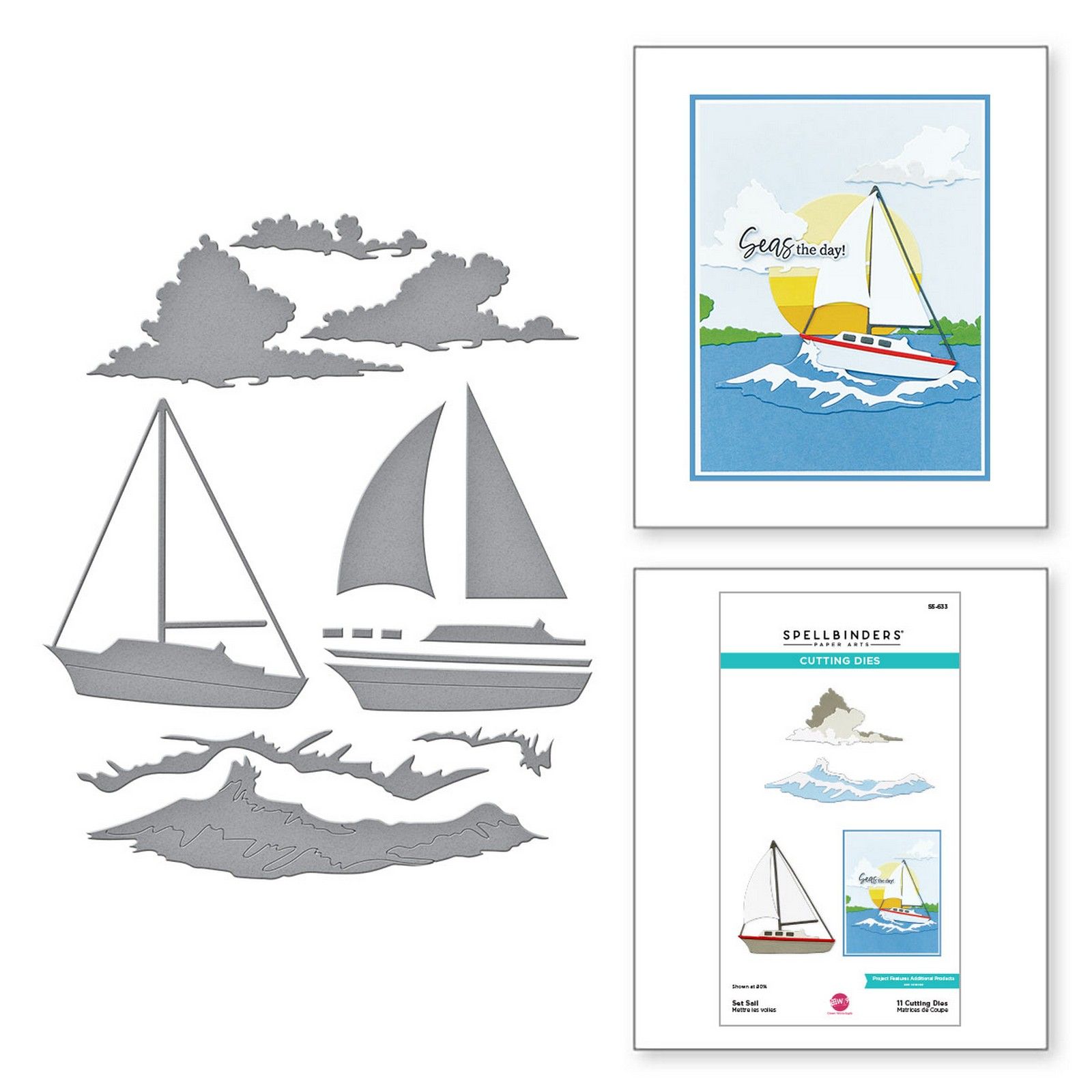 Spellbinders • Fustelle da Taglio Etched Set Sail Nautical Boat 10,4x2,6cm 11pz