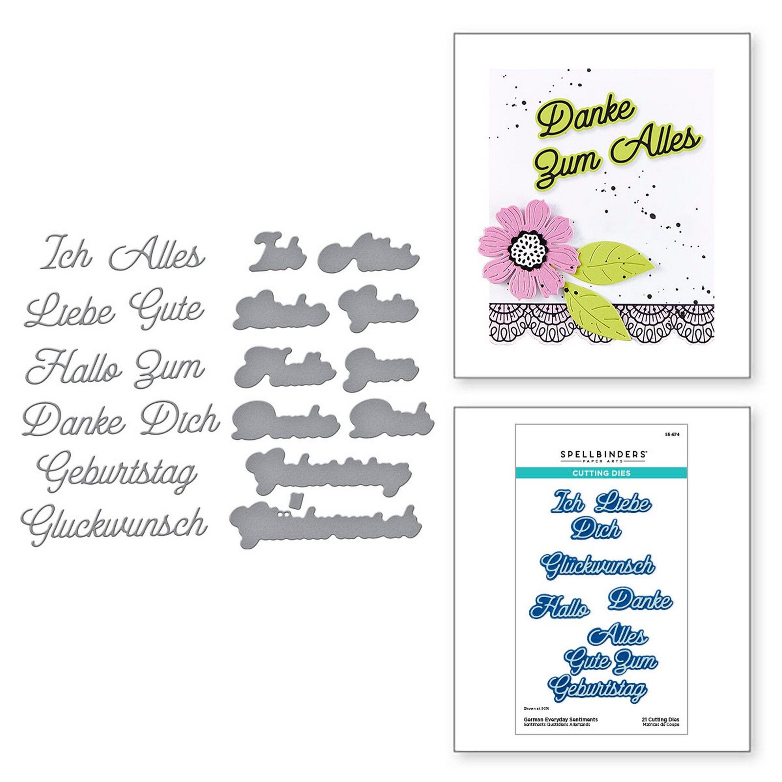 Spellbinders • Fustelle da Taglio Sentimenti Tedeschi Quotidiani 9,1x3,9cm 21pz