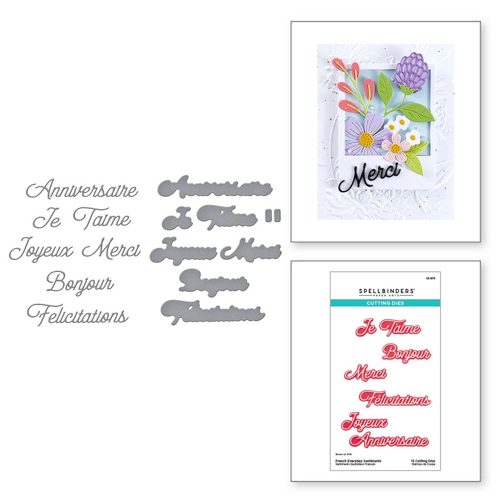 Spellbinders • Fustelle da Taglio French Everyday Sentiments 2,3-9,7cm 15pz