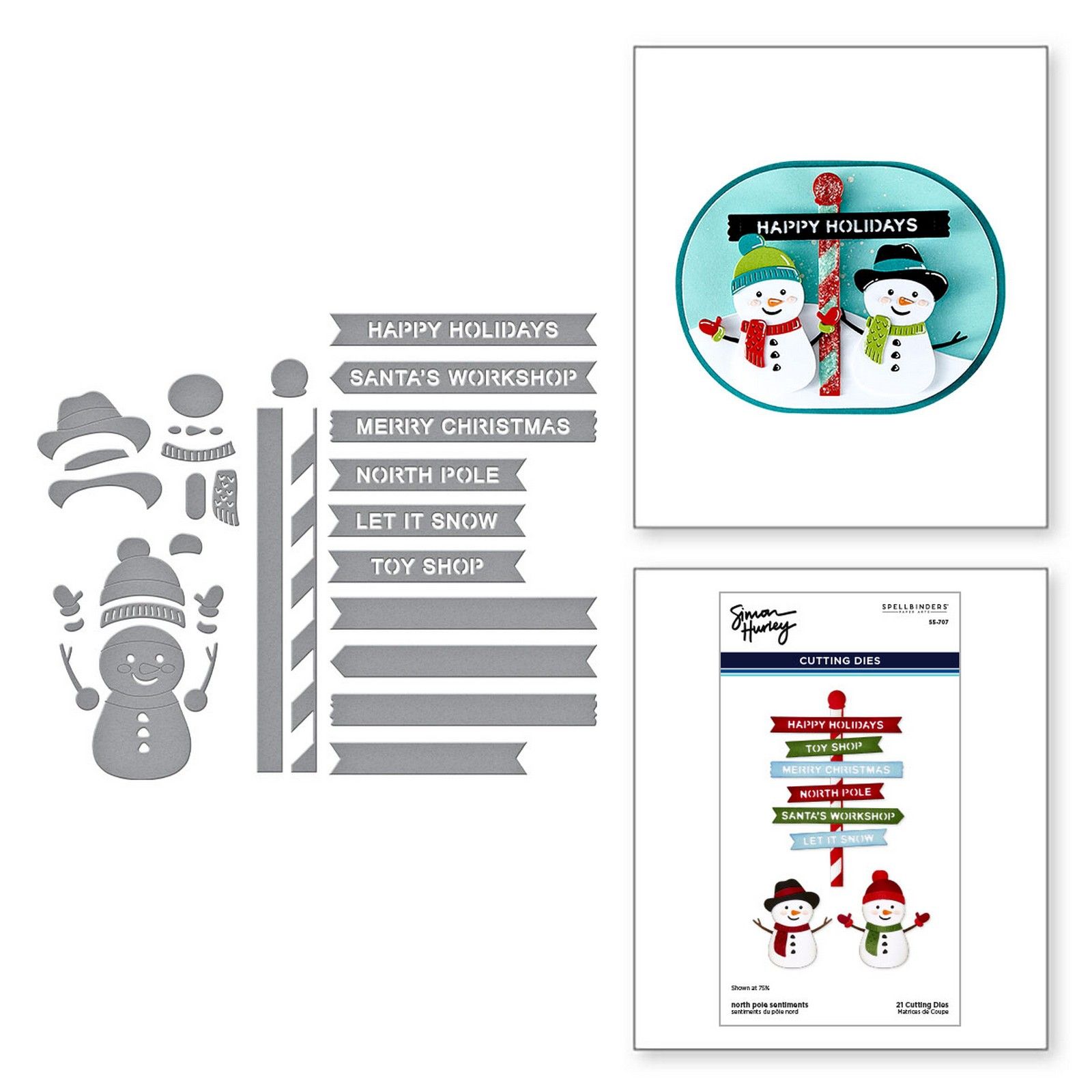 Spellbinders • Set Fustelle da Taglio North Pole Sentiments 9,3x13,1cm 21pz