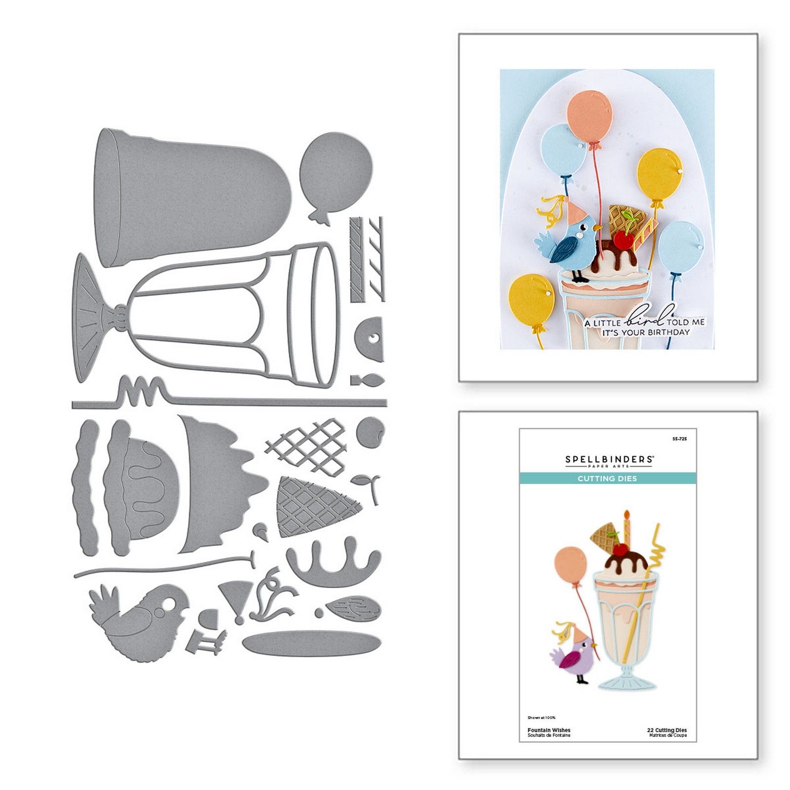 Spellbinders • Fustelle da Taglio Fountain Wishes Ice Cream Float 5,2x12,4cm 22pz