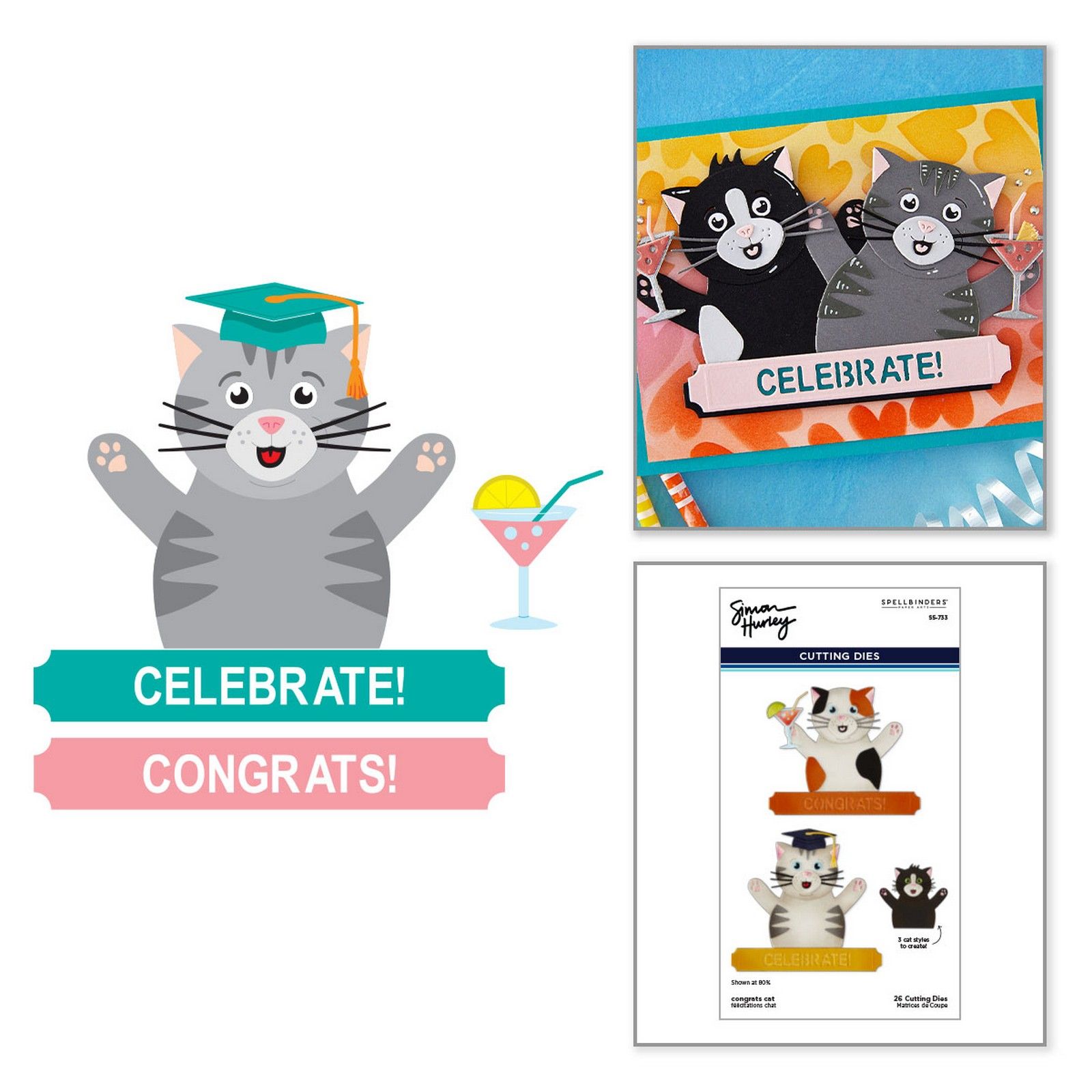 Spellbinders • Set Fustelle da Taglio Congrats Cat 10,3x8,8cm 26pz