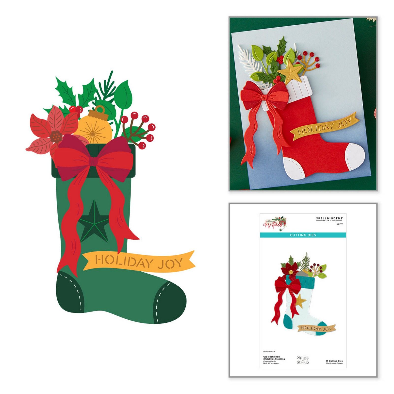 Spellbinders • Etched Dies Old-Fashioned Christmas Stocking