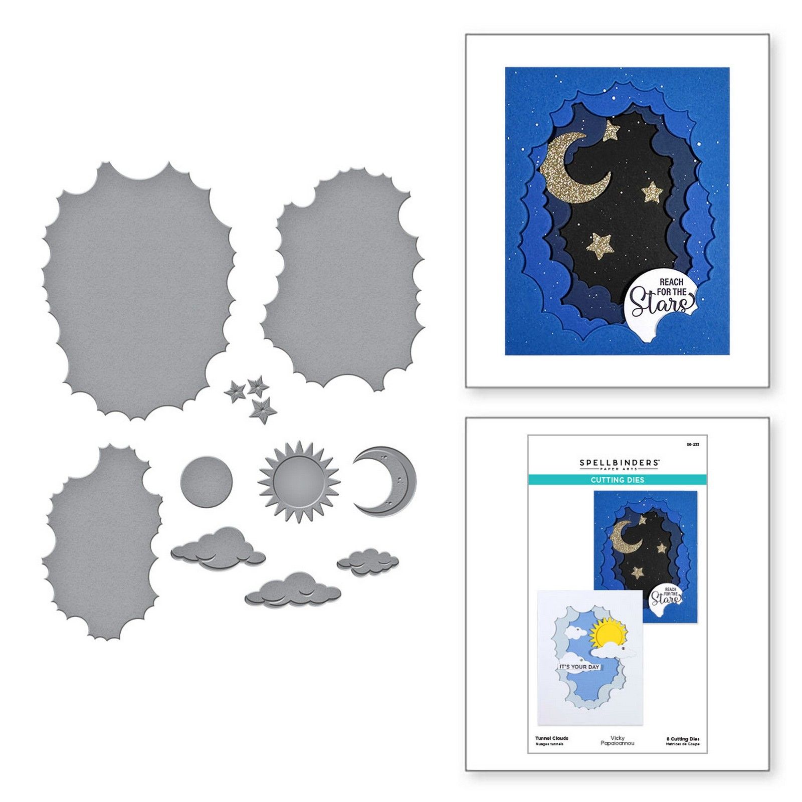 Spellbinders • Vicky Papaioannou Fustelle da Taglio Tunnel Clouds 9,5x12,7cm 8pz