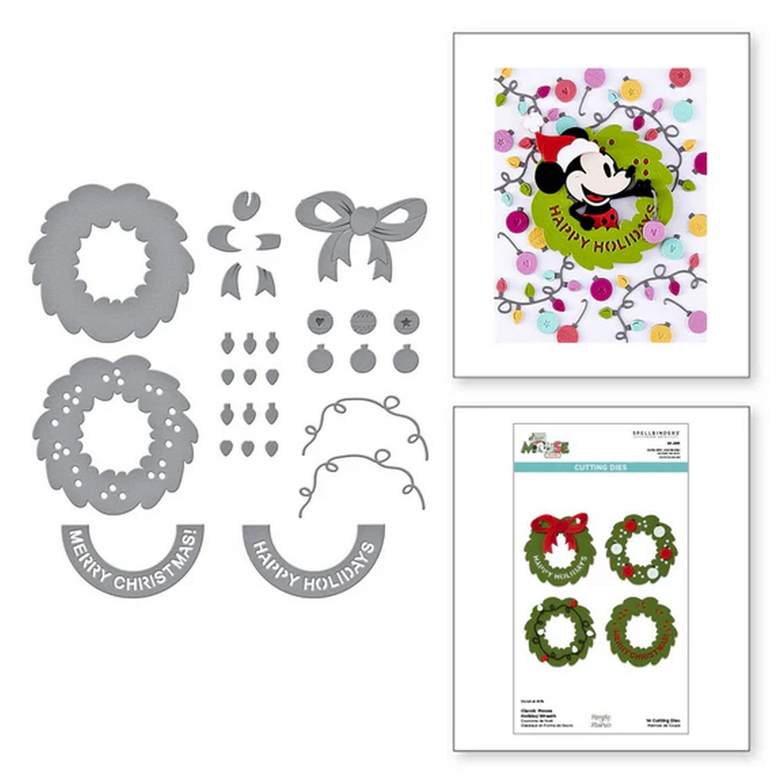 Spellbinders • Say Cheese Classic Mouse Christmas Die Set Classic Mouse Holiday Wreath