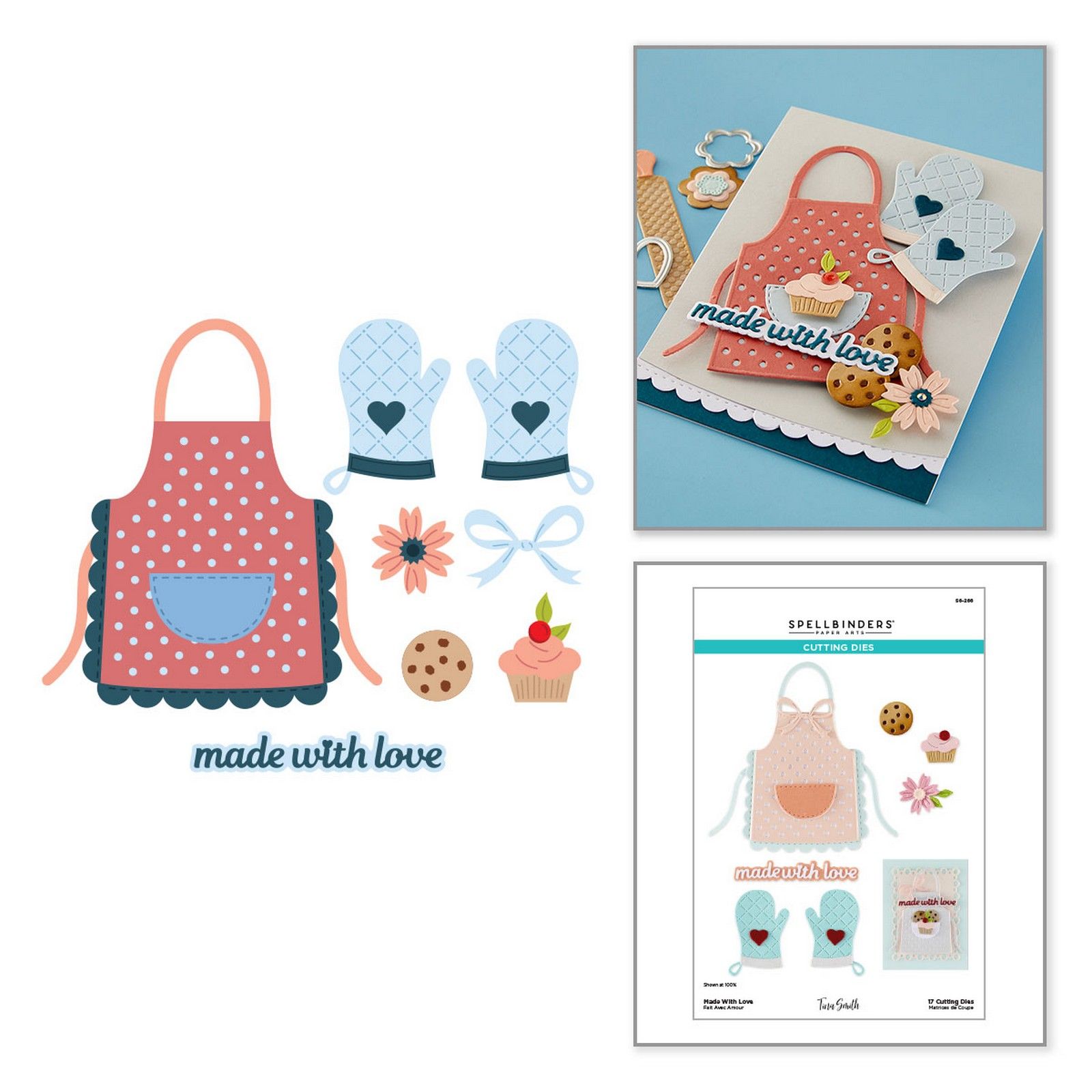 Spellbinders • Tina Smith Troqueles de Corte Made With Love Baking Theme 10,4x11,2cm 17uds