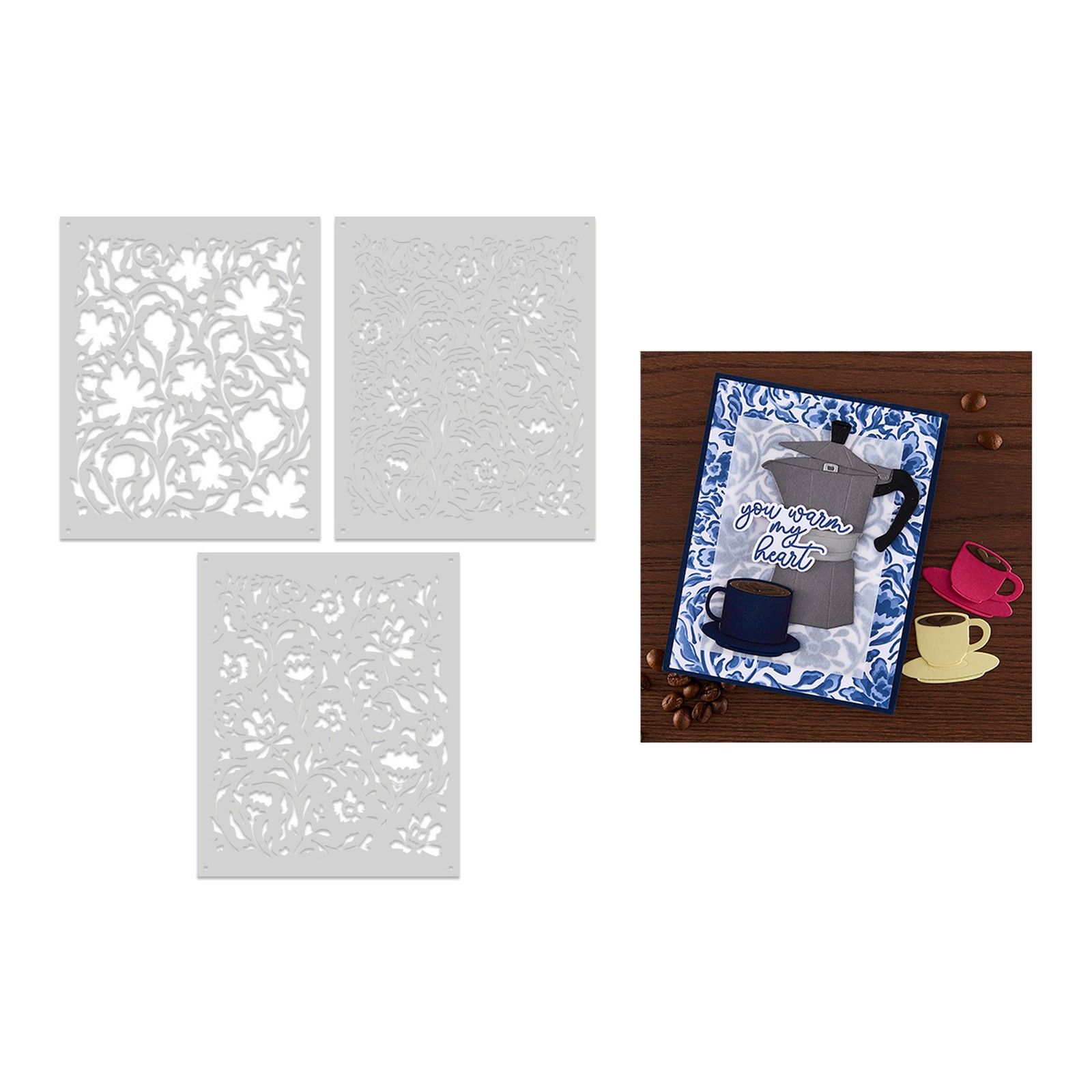 Hero Arts • Color Layering Stencils Floral Delft 13,3x16,5cm 4uds