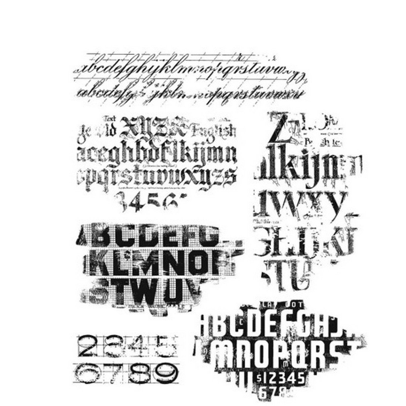 Sizzix • Stampers Anonymous Cling Mount Stamps Faded Type by Tim Holtz