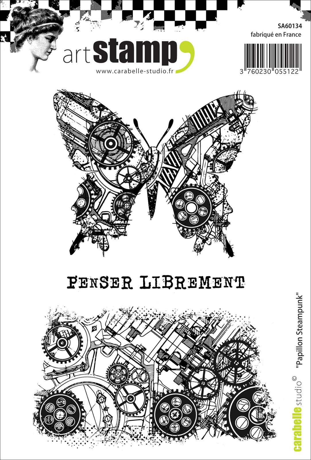 Carabelle Studio • Cling Stamp A6 Papillon Steampunk