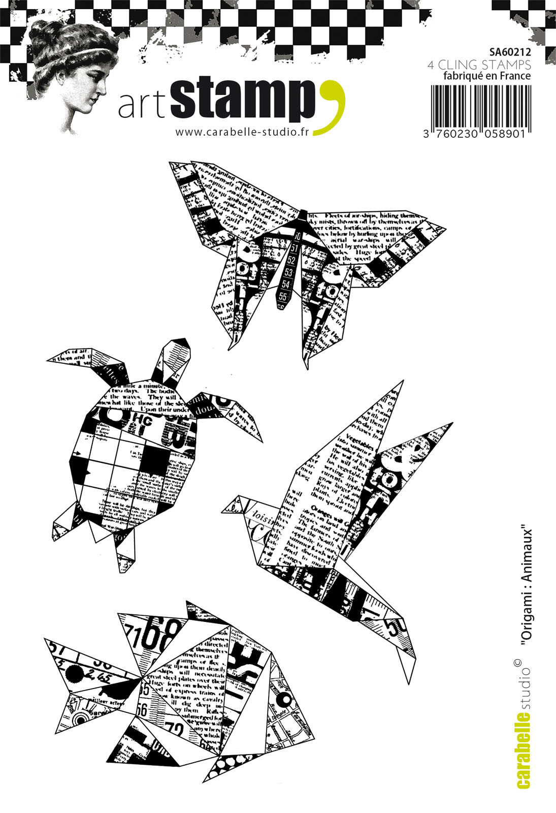 Carabelle Studio • Cling Stamp A6 Origami Animaux