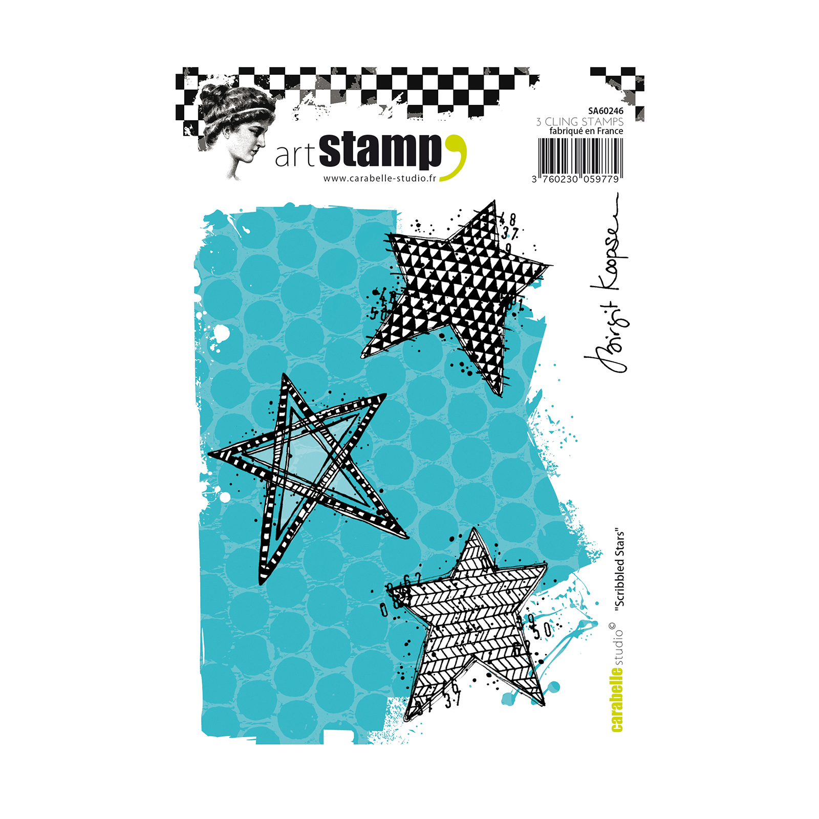 Carabelle Studio • Cling Stamp A6 Scribbled Stars By Birgit Koopsen