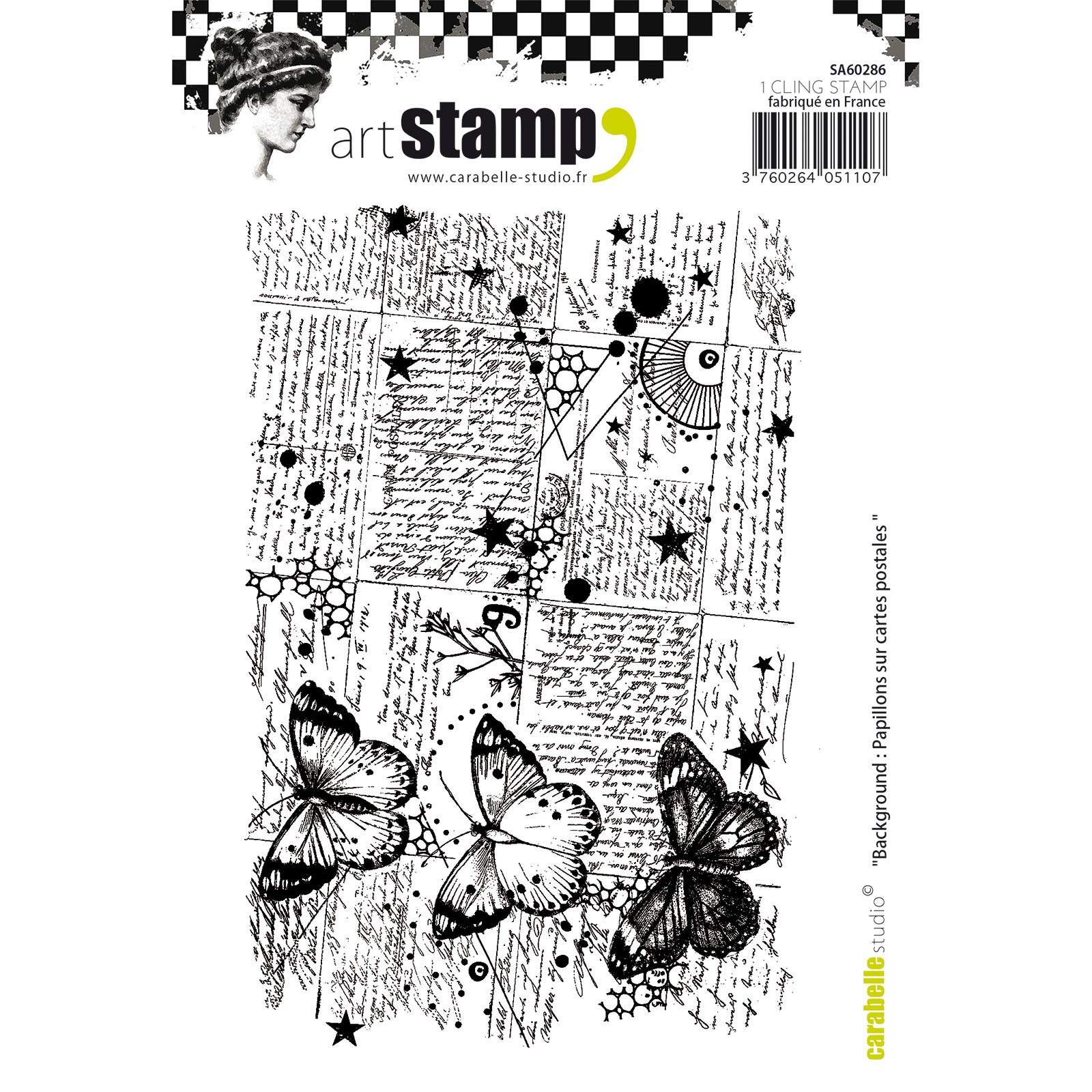 Carabelle Studio • Cling Stamp A6 Background Papillons Cartes Postale
