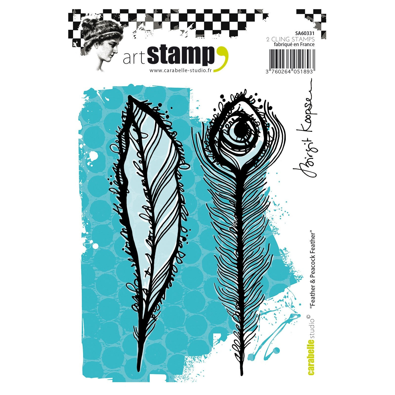 Carabelle Studio • Cling stamp A6 feather & peacock feather