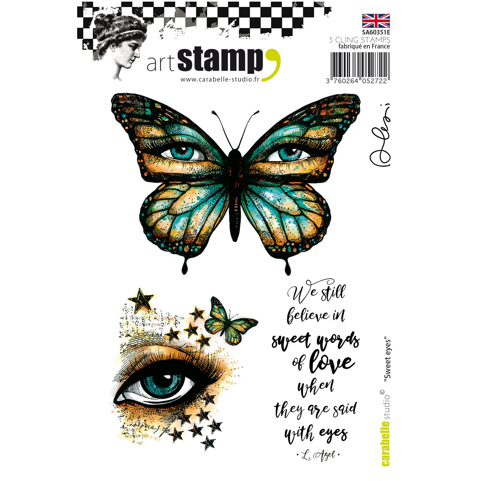 Carabelle Studio • Cling Stamp Art Stempel Set "Sweet eyes"