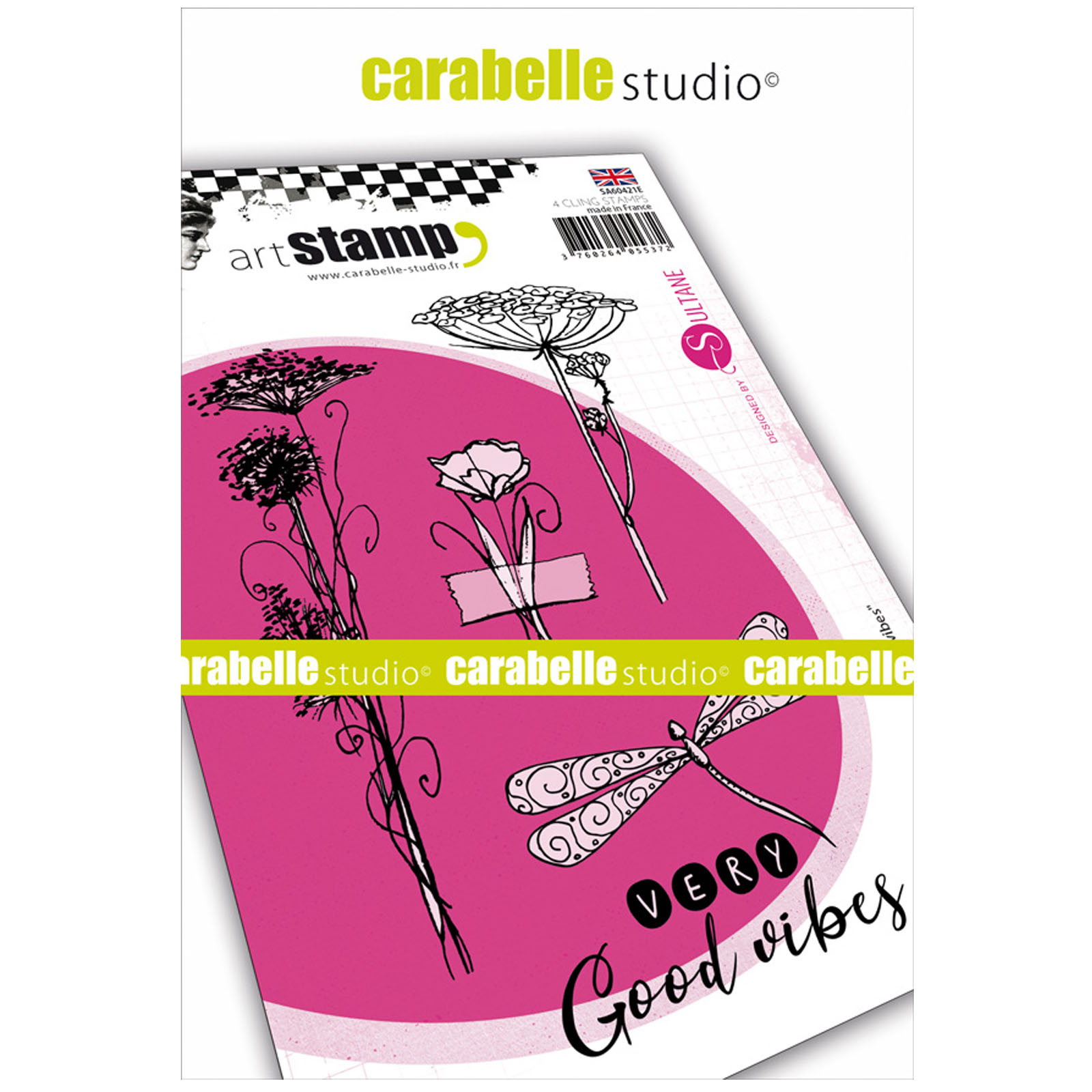 Carabelle Studio • Cling Stamp Art Stempel Set "Very good vibes"