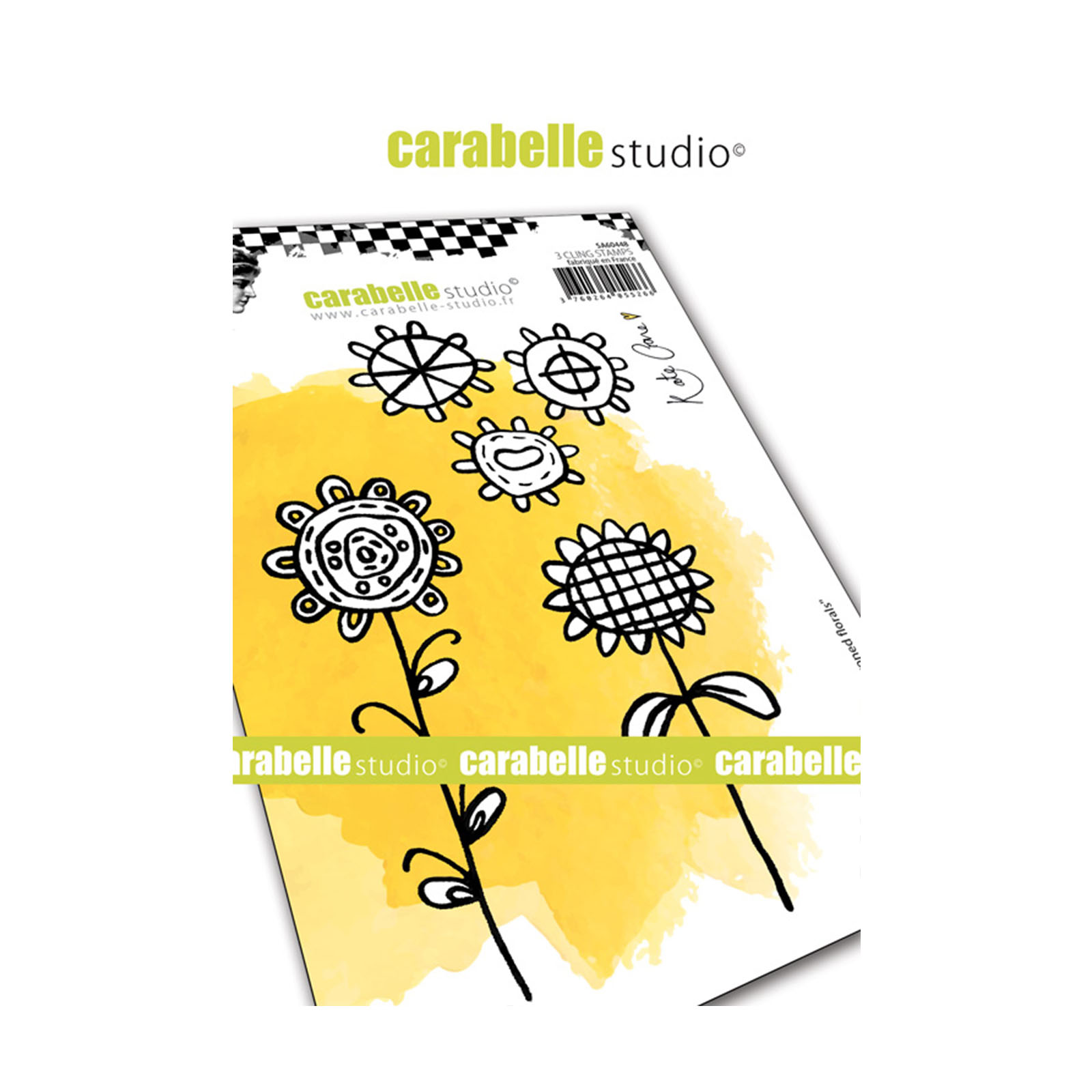 Carabelle Studio • cling stamp A6 crayoned Florals