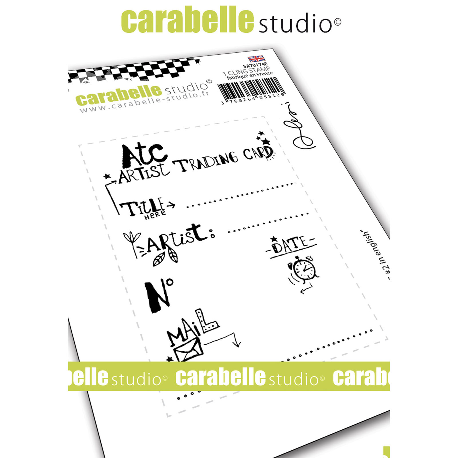 Carabelle Studio • Cling stamp A7 ATC #2 in english by Alexi