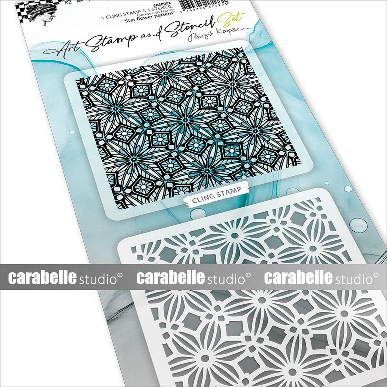 Carabelle Studio • Art Stamp & Stencil Set Star Flower Pattern 