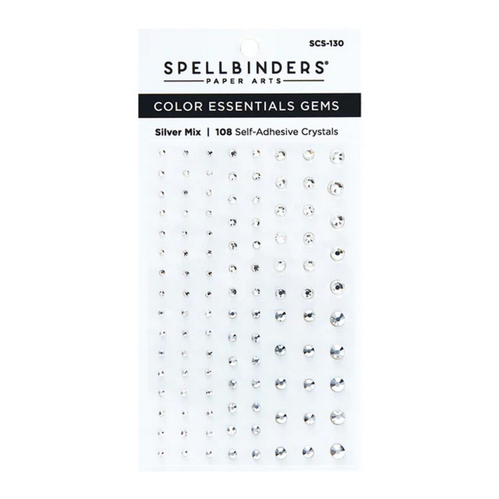Spellbinders • Cristalli Autoadesivi Color Essentials Gems Silver Mix 2-5mm 108pz