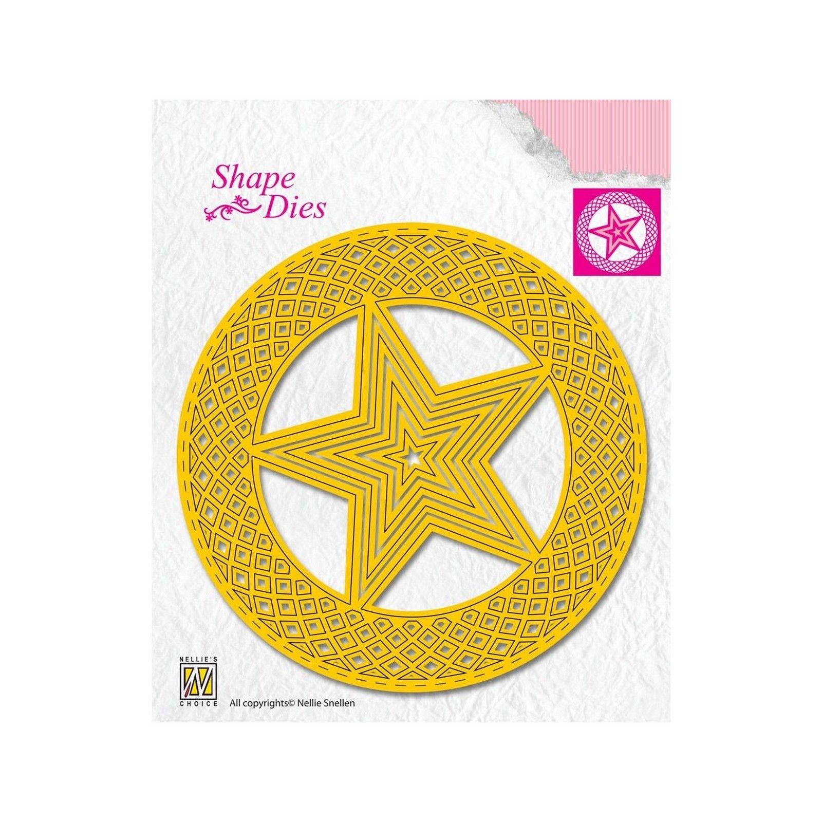 Nellie's Choice • Shape Dies 5 Point Stars in Grid Circle