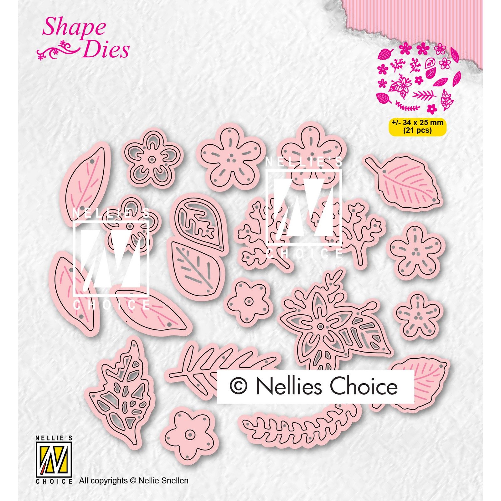 Nellie's Choice • Shape Dies Fiori e foglie 21pz