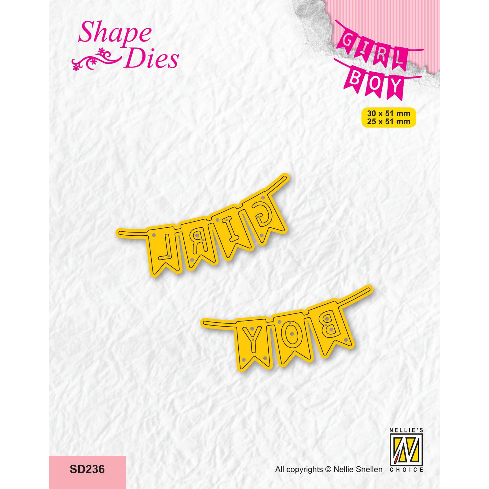 Nellie's Choice • Shape Die Texto Girl / Boy 2uds