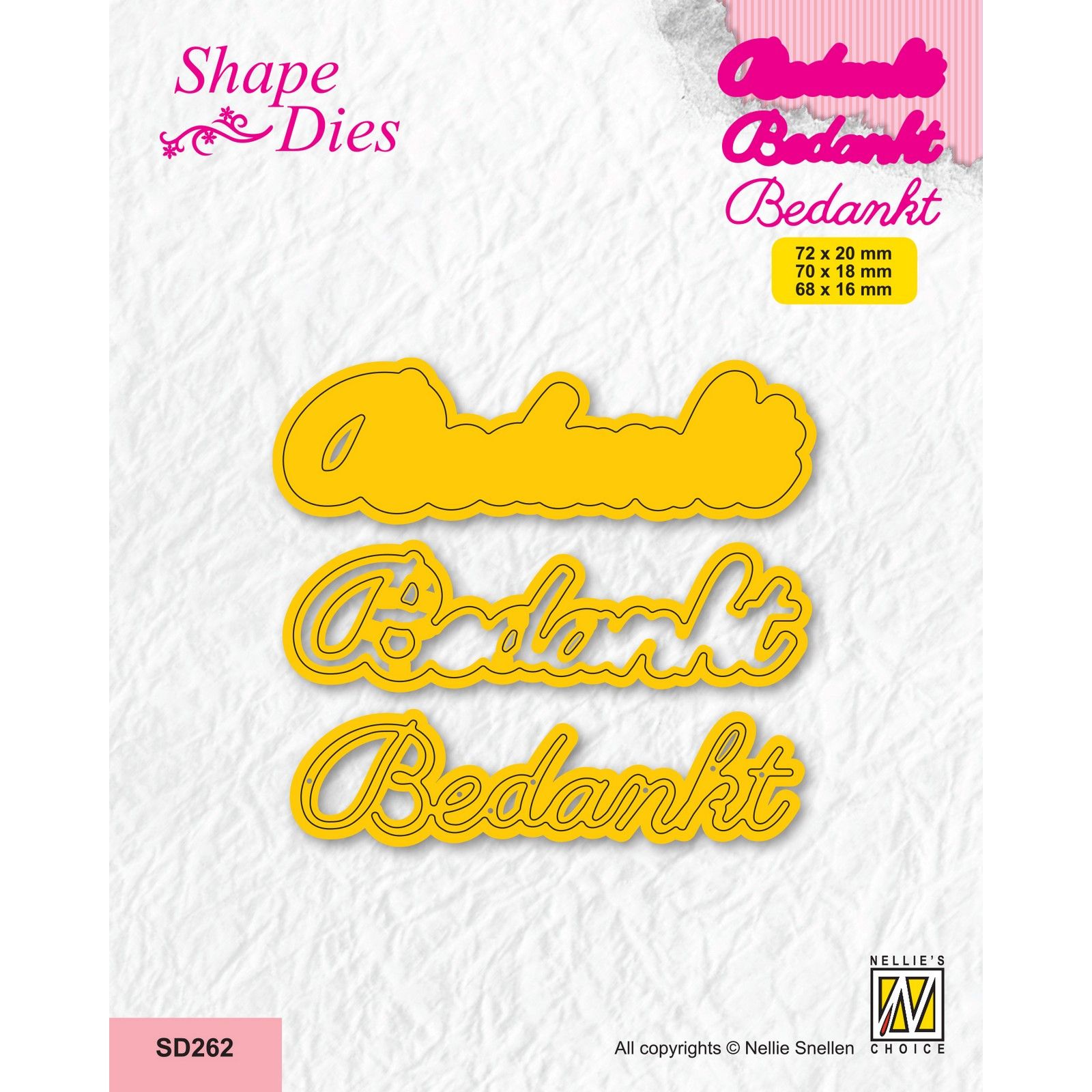 Nellie's Choice • Shape Die Text Bedankt 3pcs