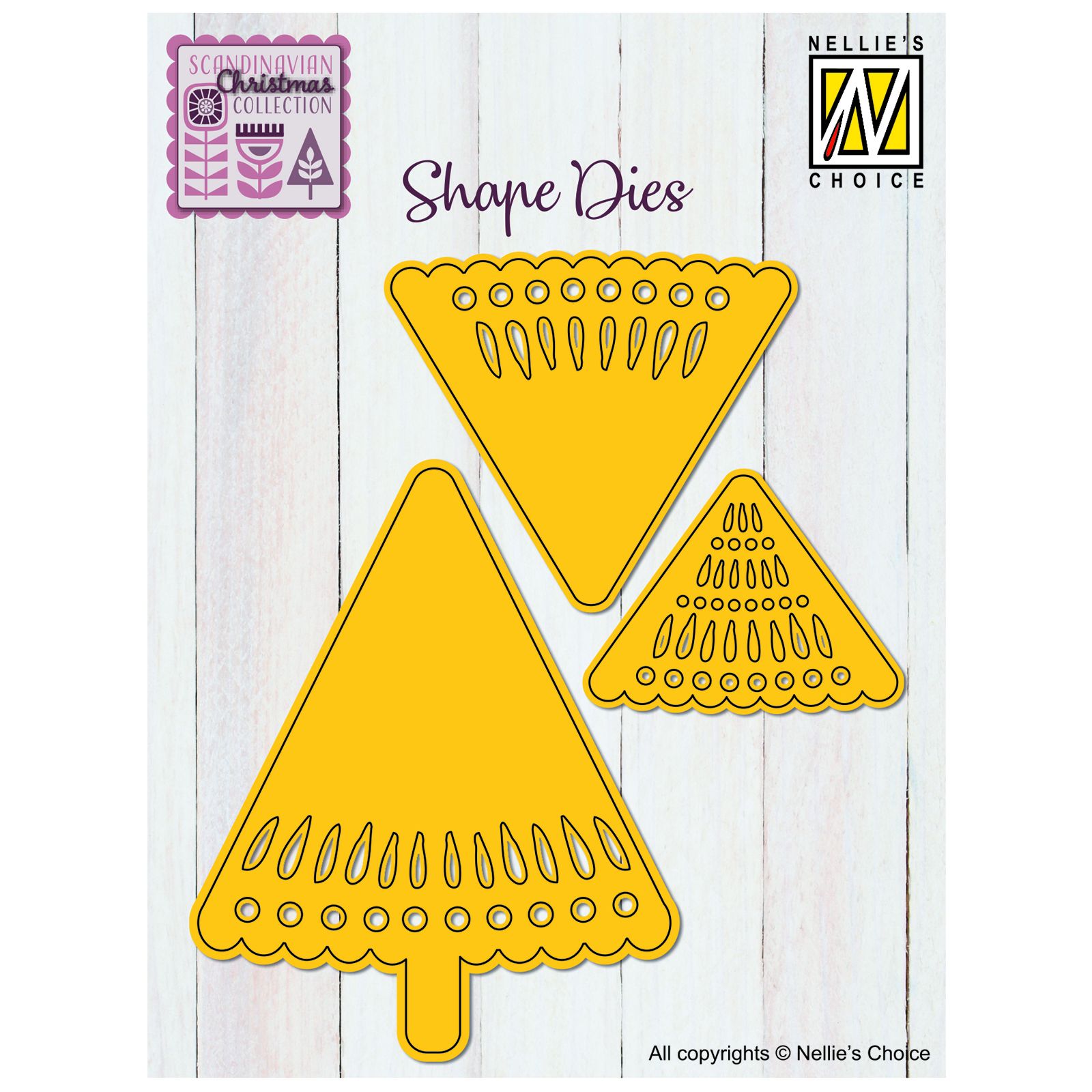 Nellie's Choice • Shape Die & Stencil Albero di Natale Scandinavo 3pz.