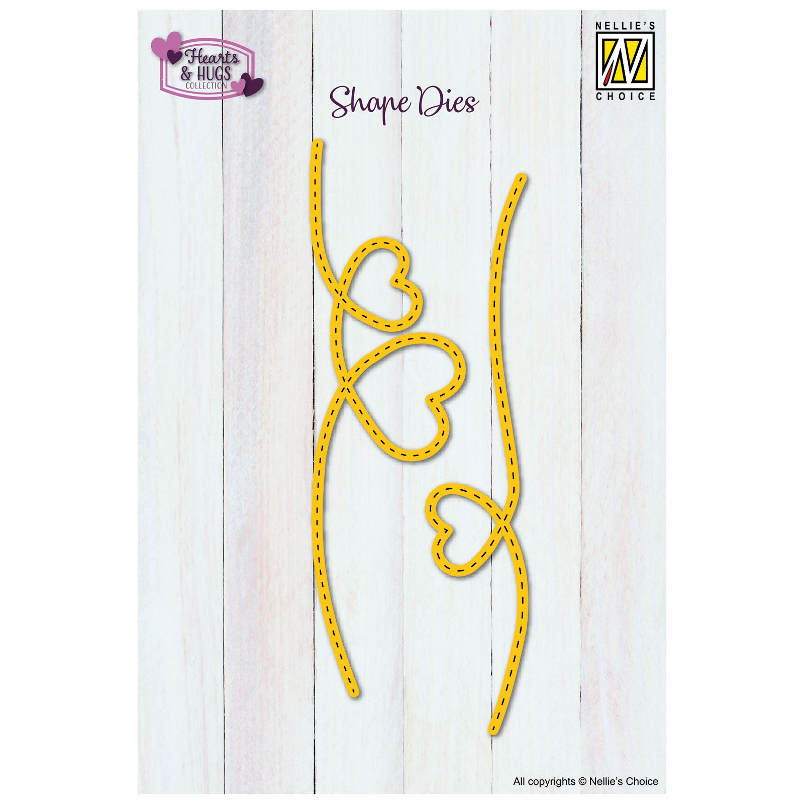 Nellie's Choice • Shape Dies Linea Tratteggiata con Cuore 14x3x2cm 2pz