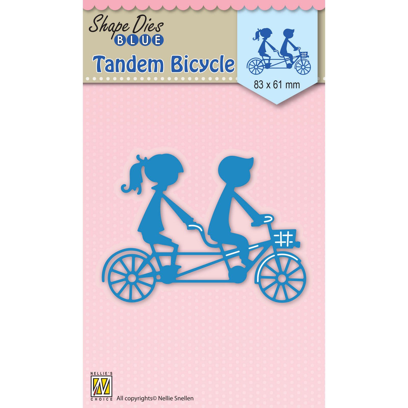 Nellie's Choice • Shape Dies Blue Tandem Bicycle 83x61mm