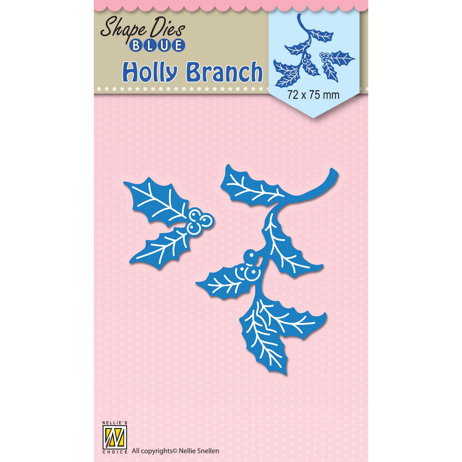 Nellie's Choice • Shape Dies Blue Holly Branch 72x75mm