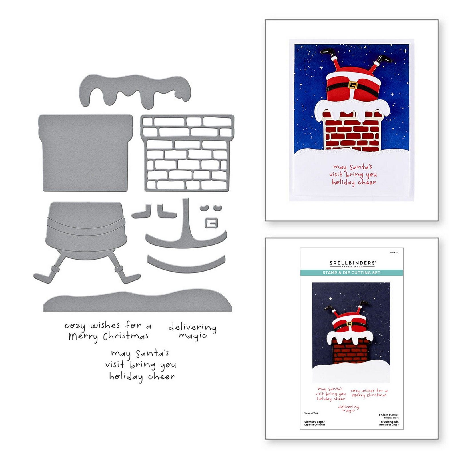Spellbinders • Set de Sellos Transparentes & Troqueles Chimney Caper Merry Mischief 10,8x9,4cm 8uds