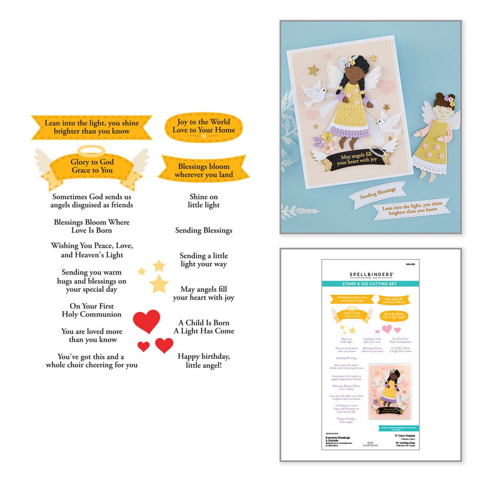 Spellbinders • Everyday Blessings & Banners Stamp & Die Set by Bibi Cameron