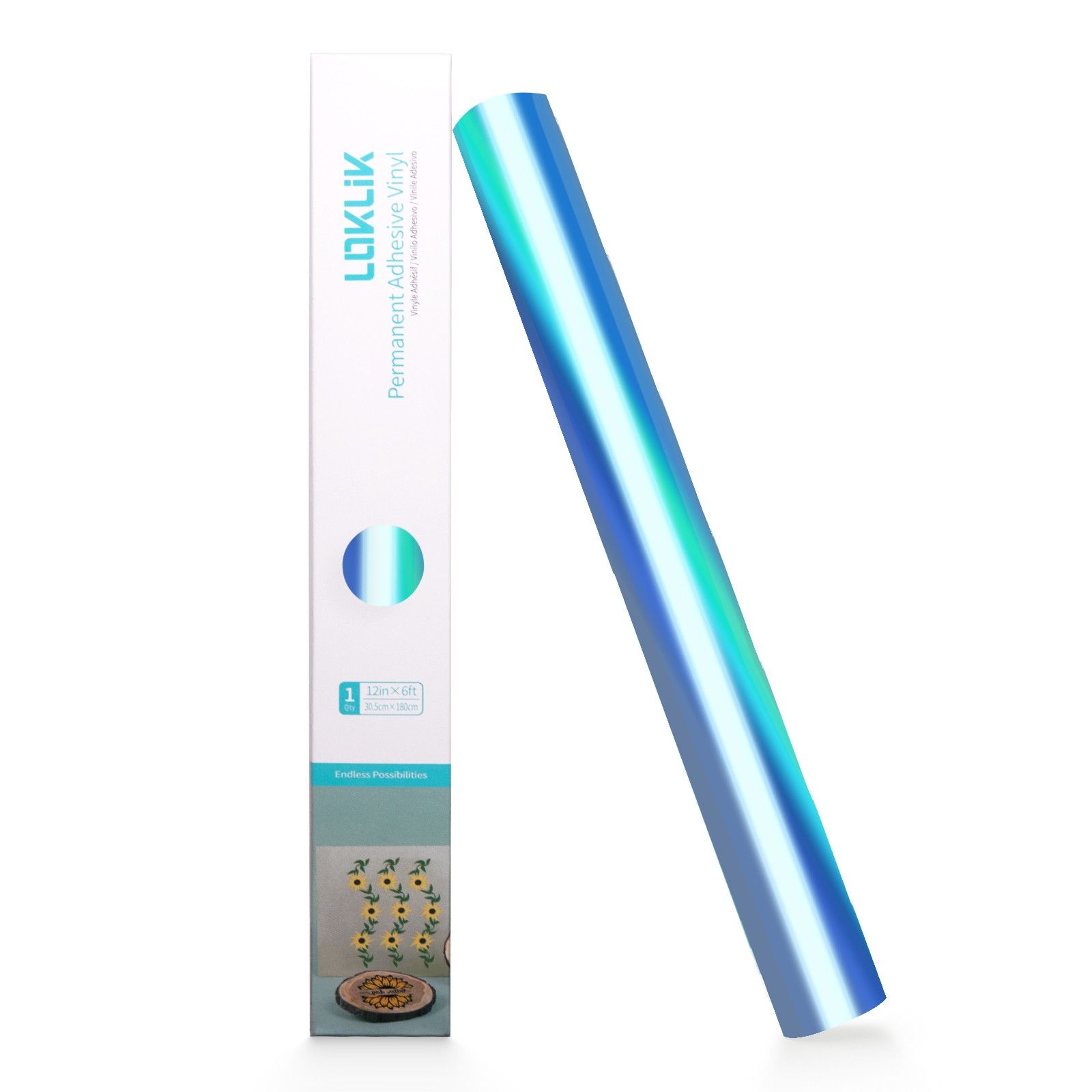 LOKLiK • Permanent Adhesive Vinyl Holographic Aqua Blue 30,5x90cm
