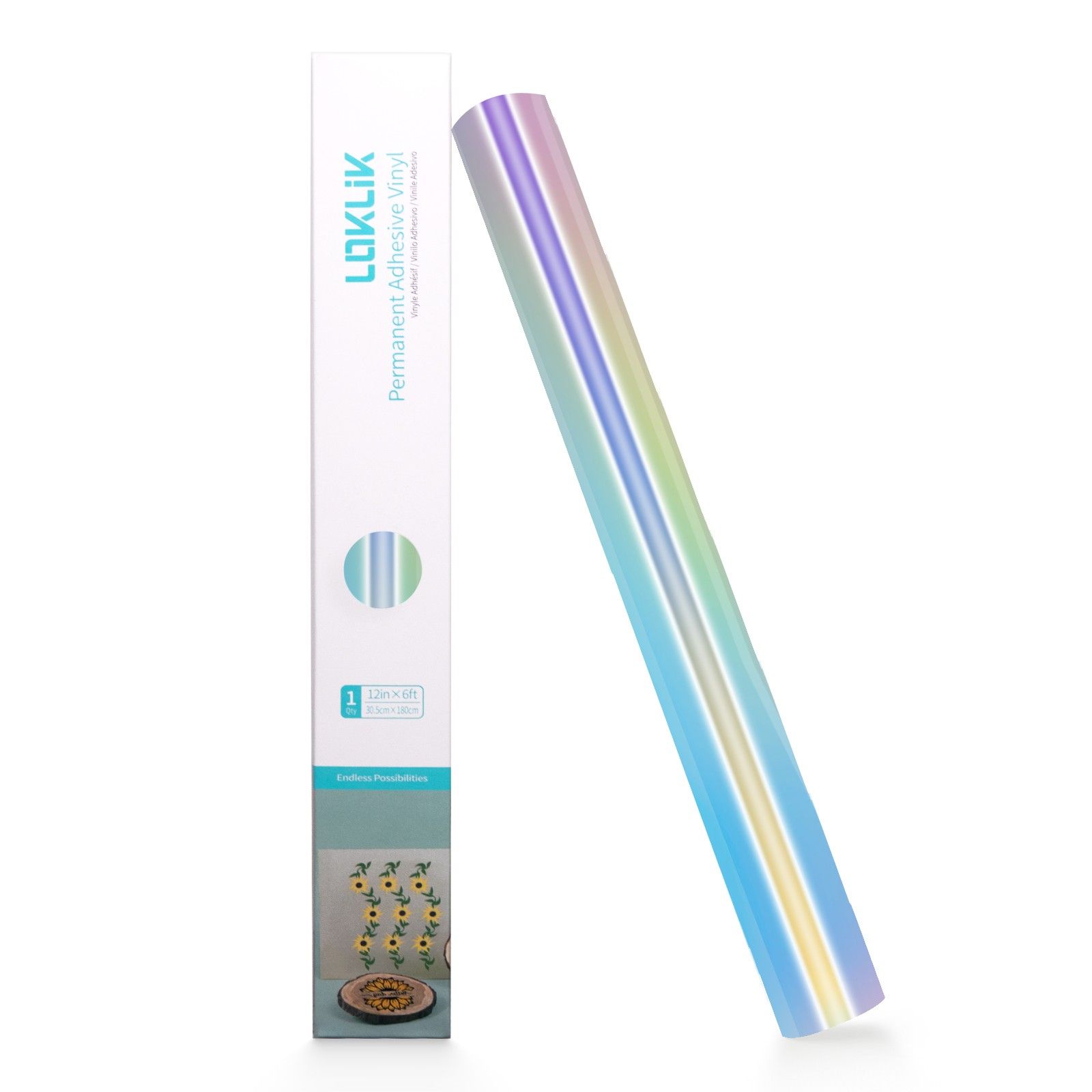 LOKLiK • Permanent Adhesive Vinyl Holographic Iridescent Silver 30,5x90cm