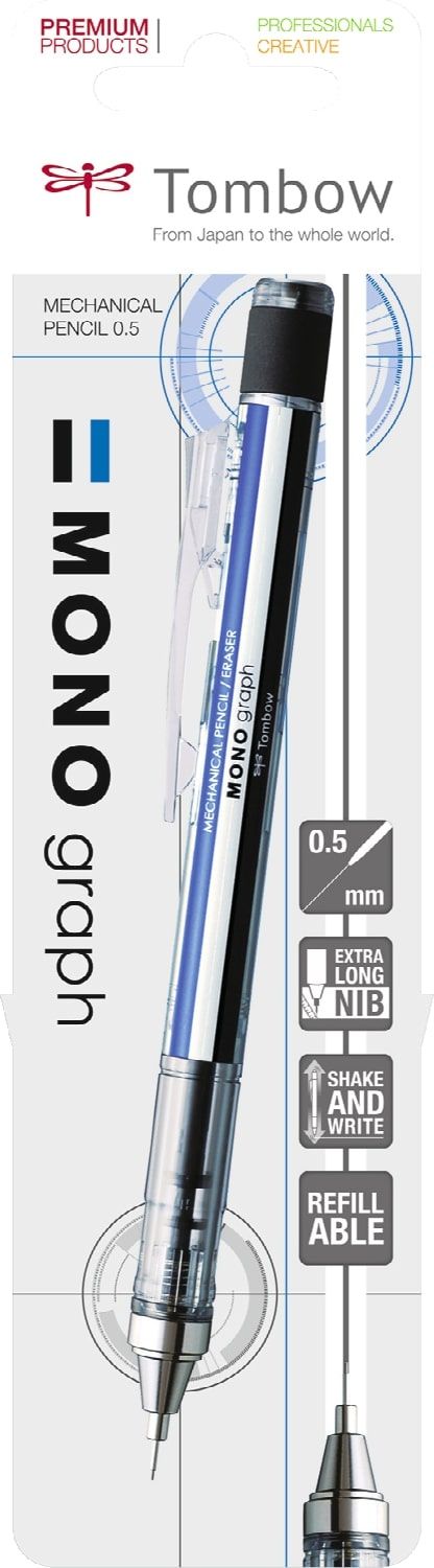 Tombow •  MONO graph mechanical pencil Blue, White & Black
