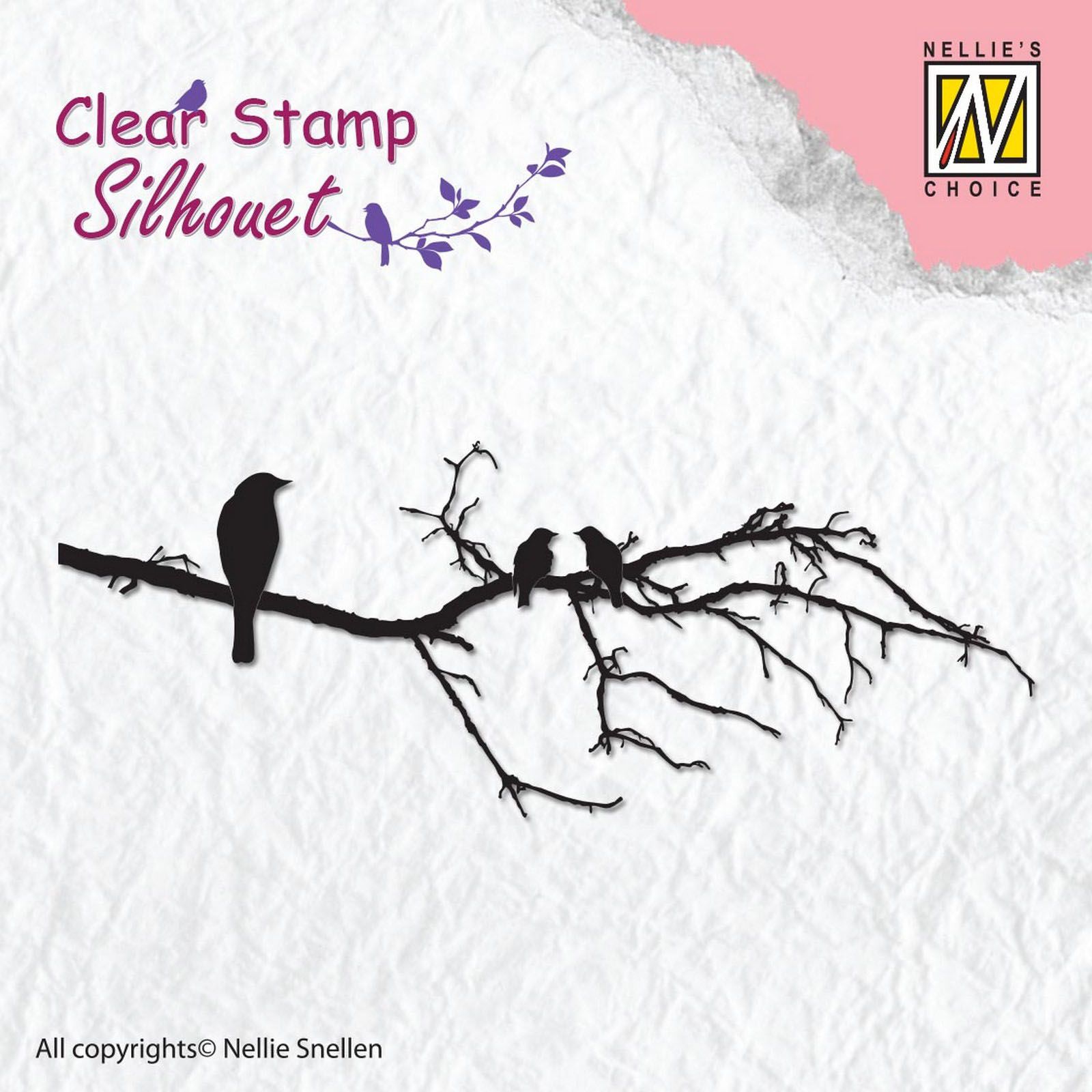 Nellie's Choice • Silhouet Clear Stempels Branch with Birds