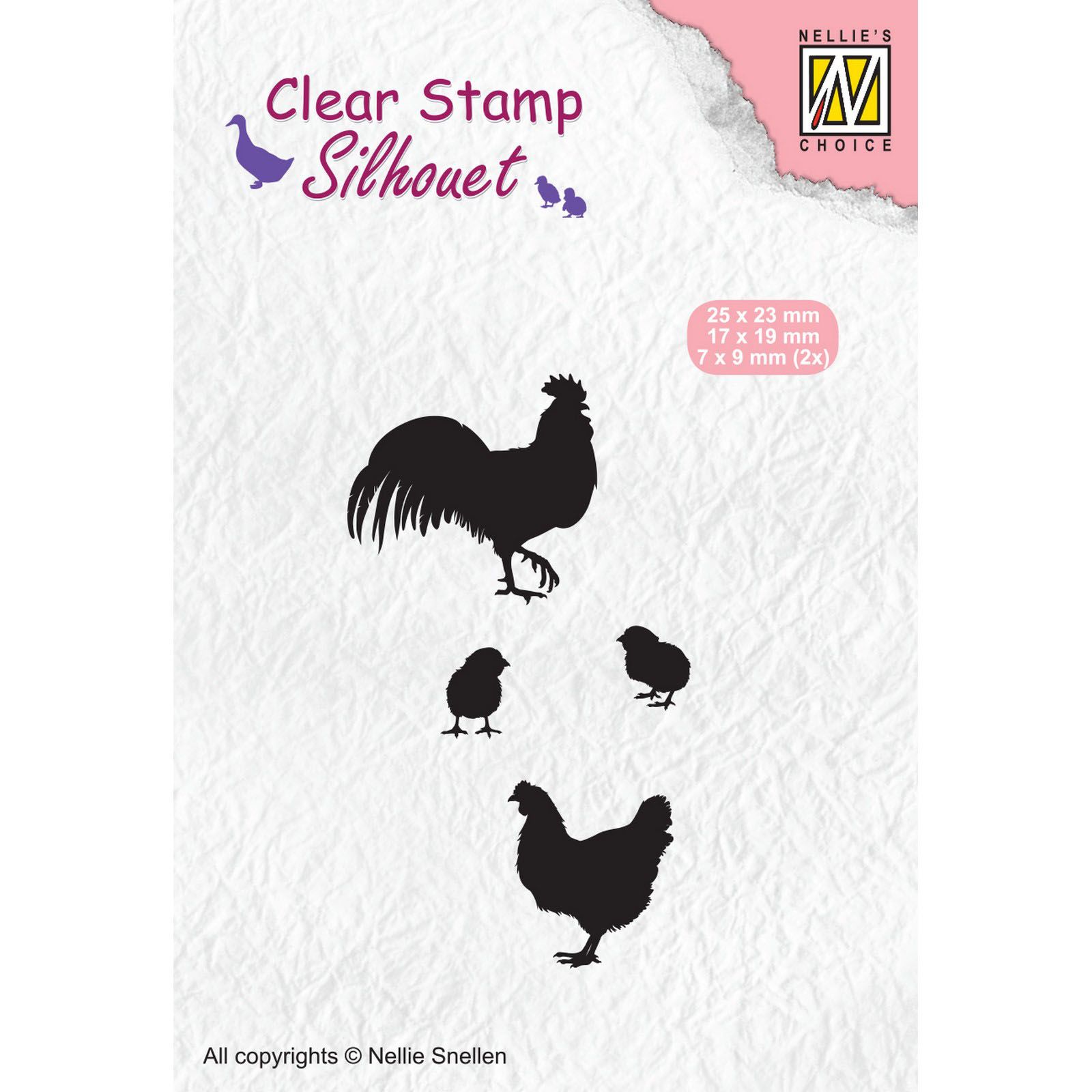 Nellie's Choice • Silhouet Clear Stamps Rooster, Hen And Chicks