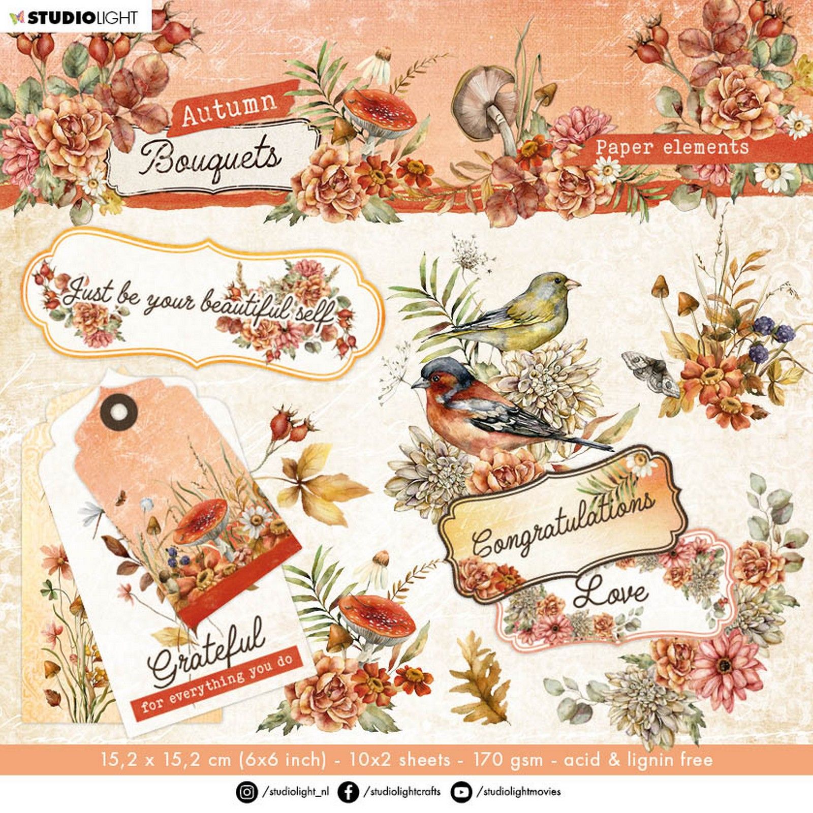 Studio Light • Autumn Bouquet Die-Cut Block Paper Elements