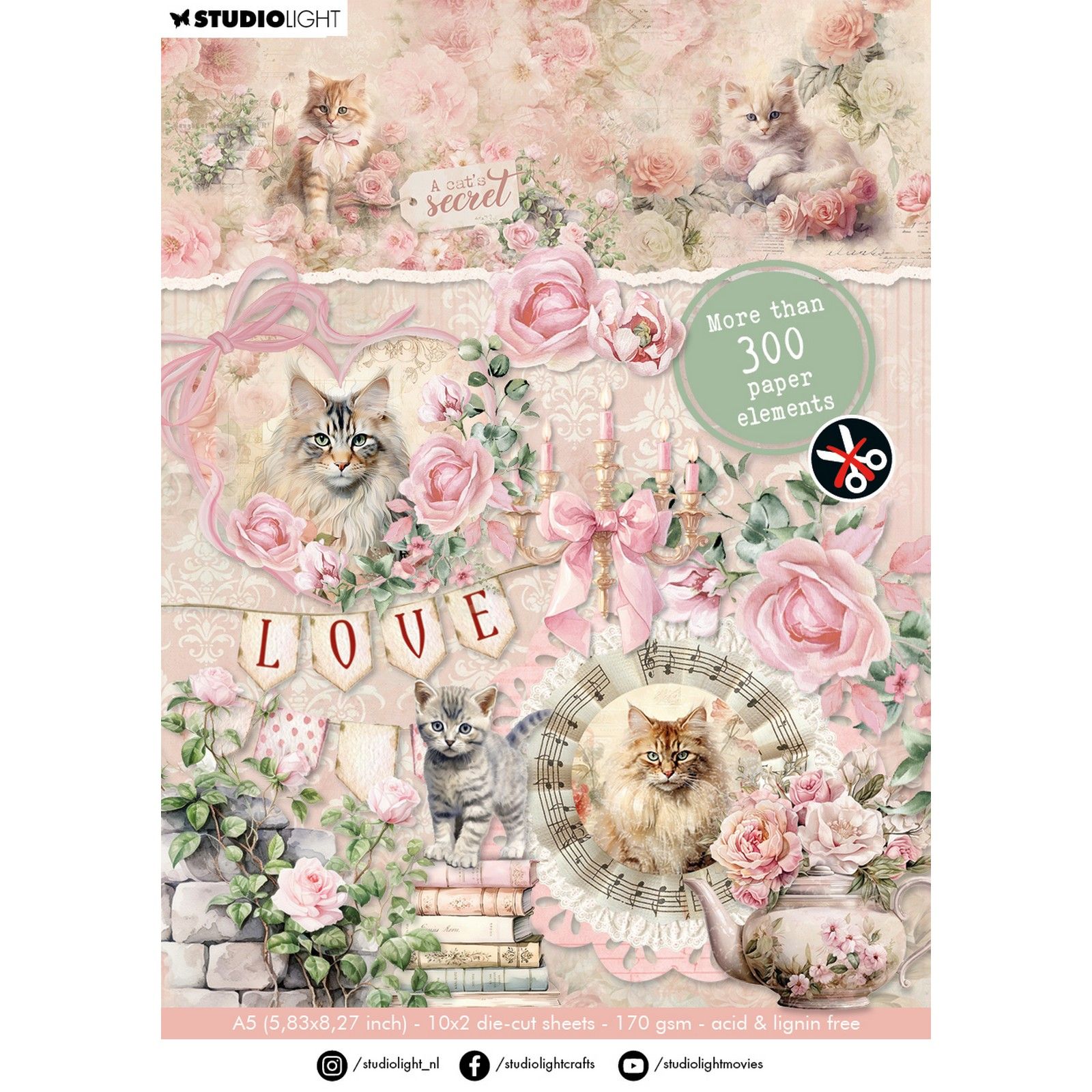 Studio Light • A Cat's Secret Die-Cut Paper Pad Paper Elements