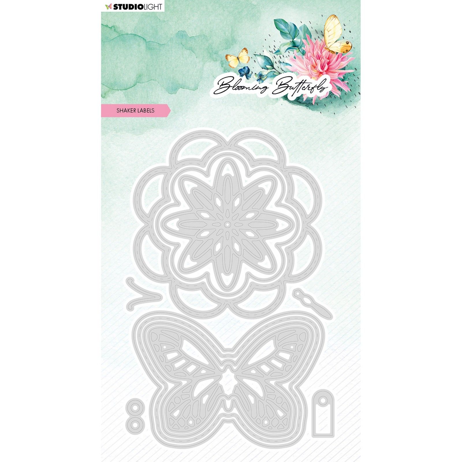 Studio Light • Blooming Butterfly Matrice de Découpe Shaker Labels
