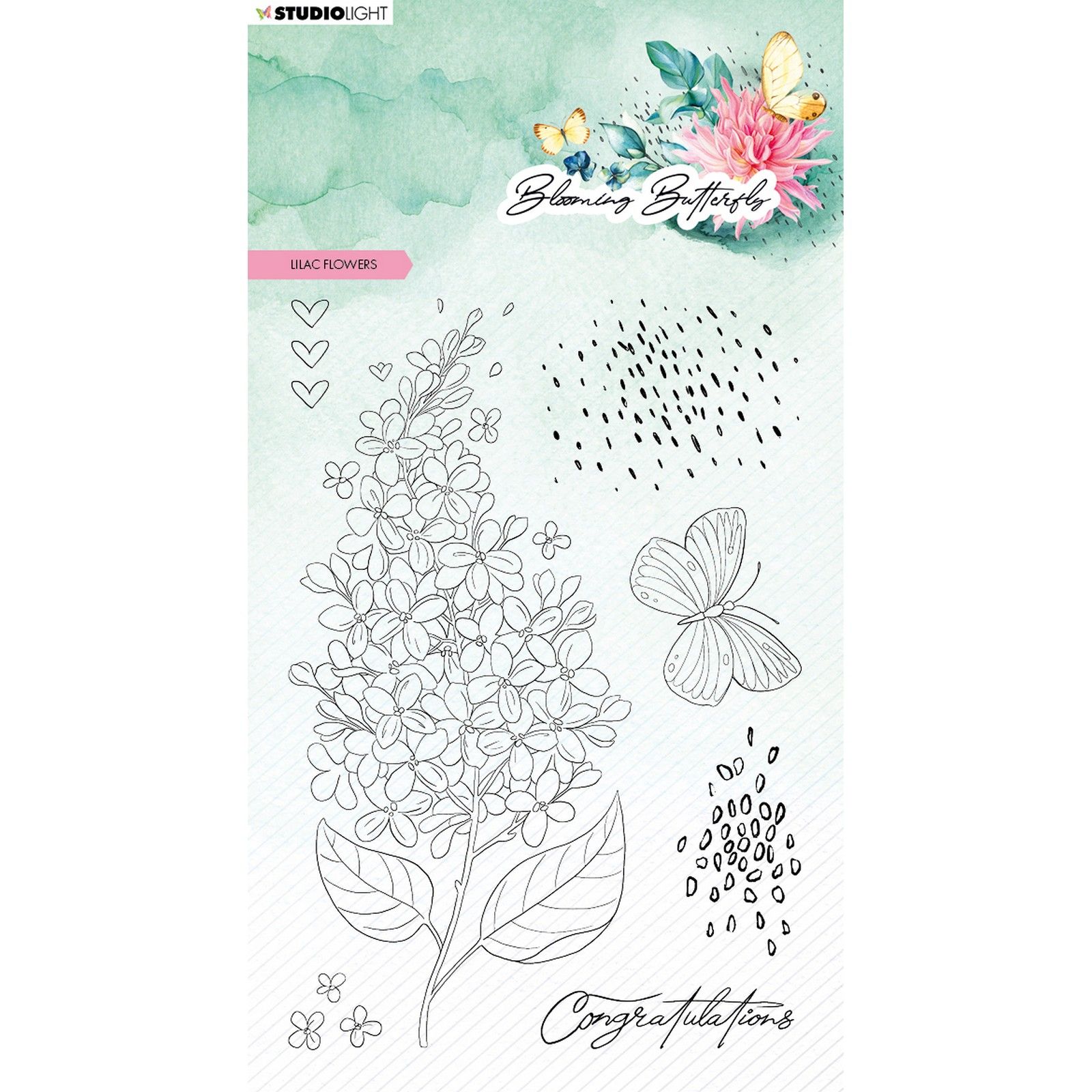 Studio Light • Blooming Butterfly Sellos Transparentes Lilac Flowers