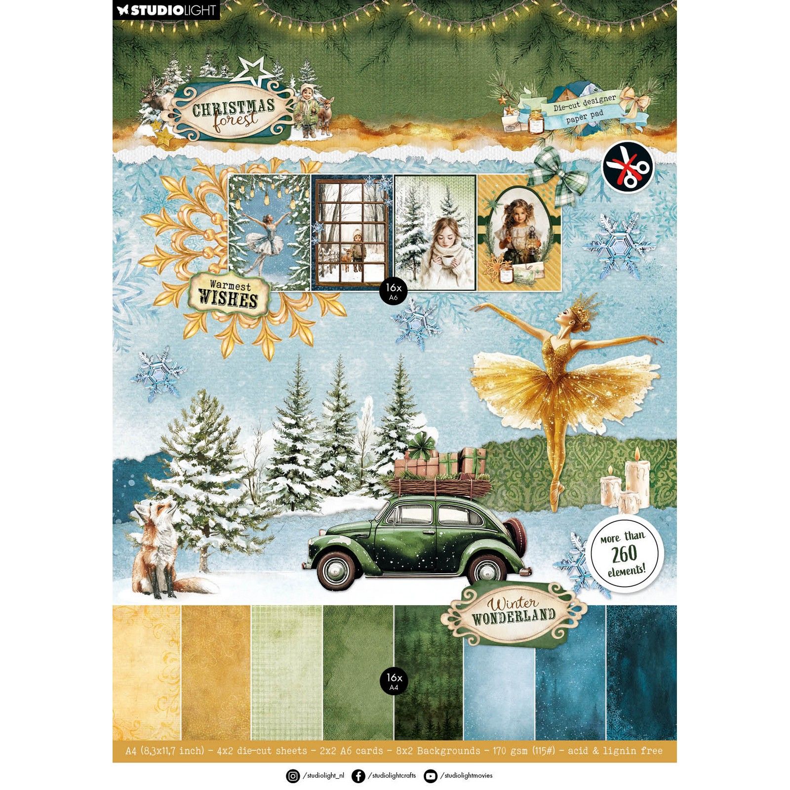 Studio Light • Christmas Forest Die-cut designer pp DIY paper