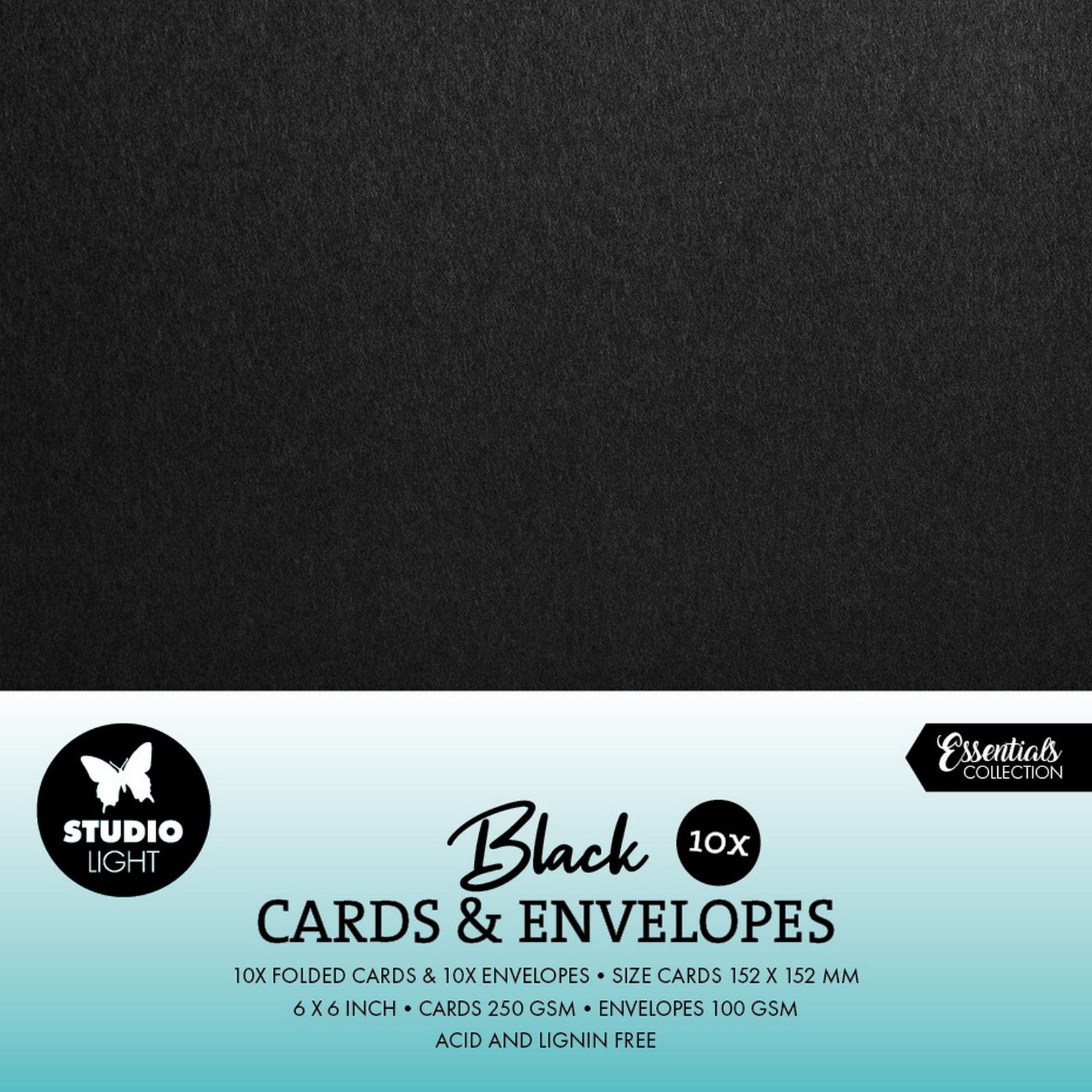 Studio Light • Cards & Envelopes Black 15,24x15,24cm