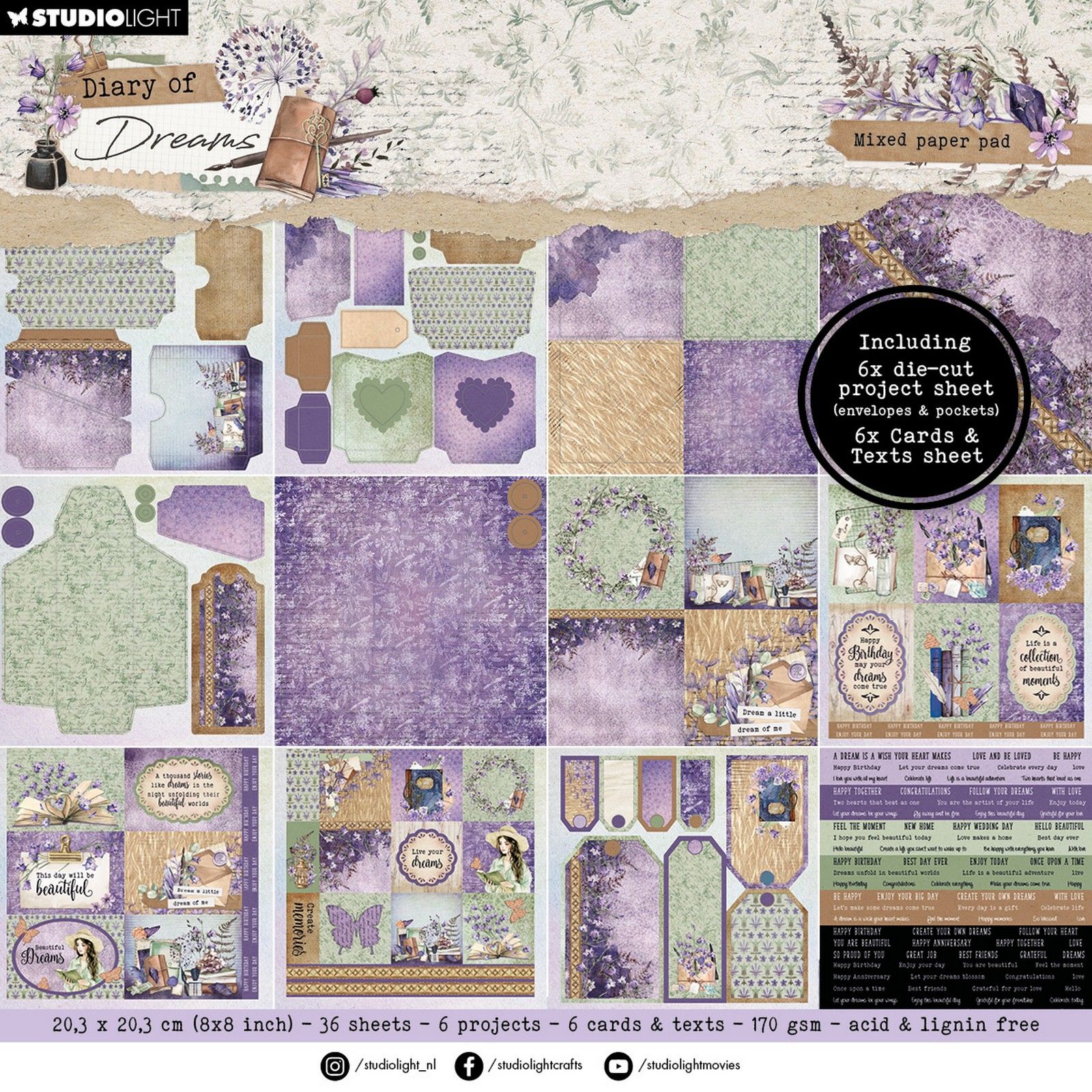 Studio Light • Diary Of Dreams Mixed Paper Pad Envelopes
