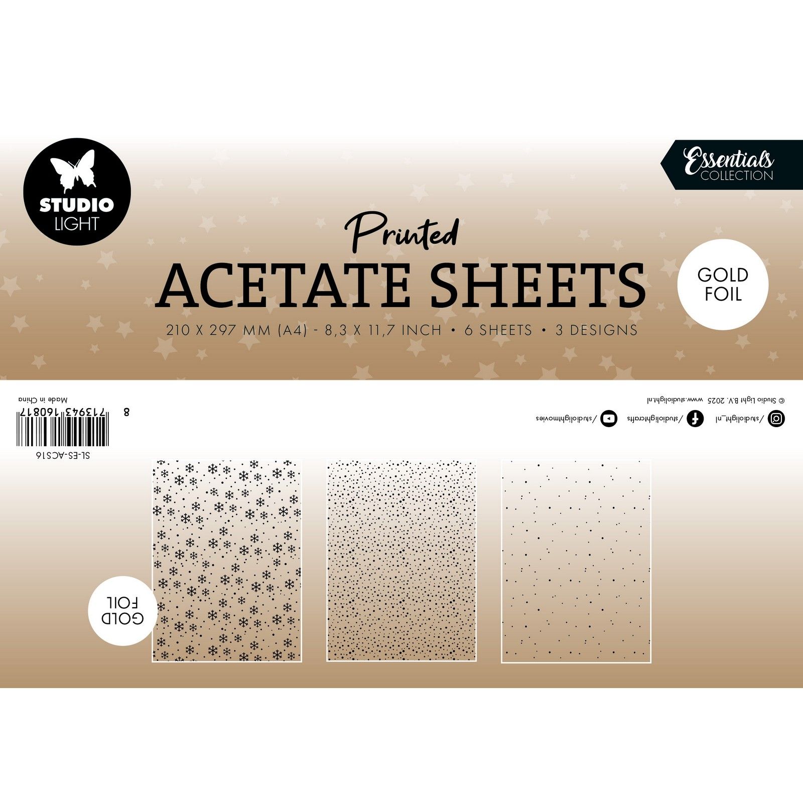 Studio Light • Essentials Acetate sheet Snowflakes Gold