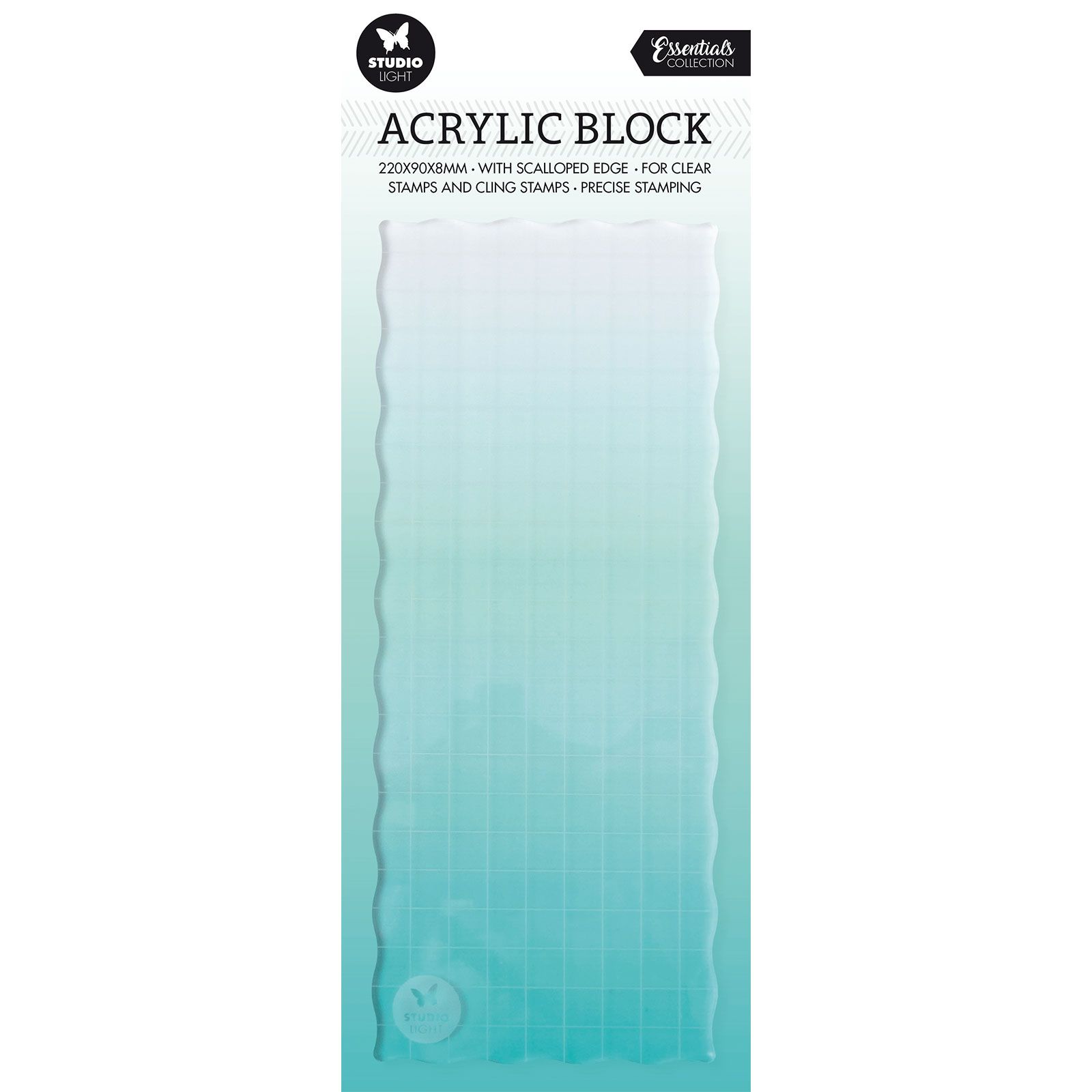 Studio Light • Essentials Acryl-Stempelblock für Silikon- und Gummistempel mit Gitter 22x9x0,8cm Nr.01
