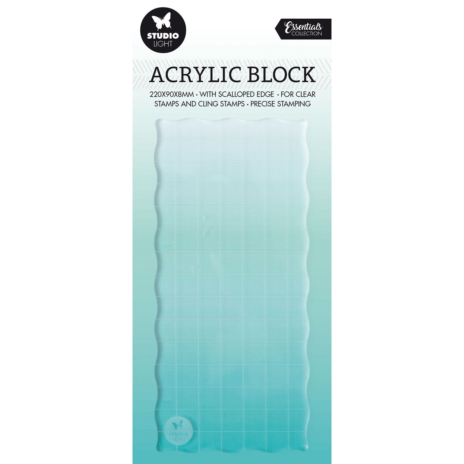 Studio Light • Essentials Acryl Stamp Block for Clear and Cling Stamps with Grid 15x7x0.8cm Nr.02